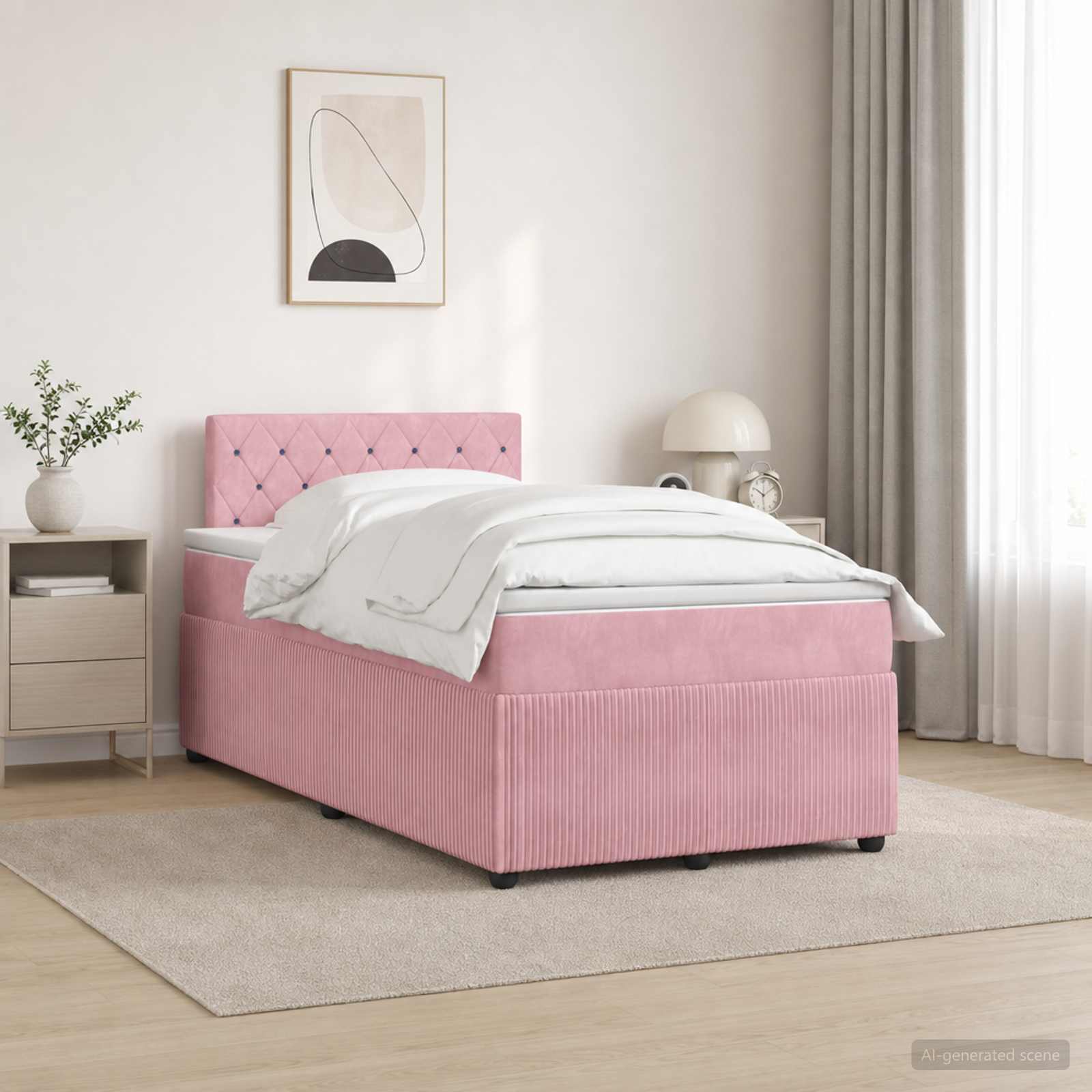 Boxspringbett mit Matratze mit Kopfteil Rosa 120 x 200 cm Samt