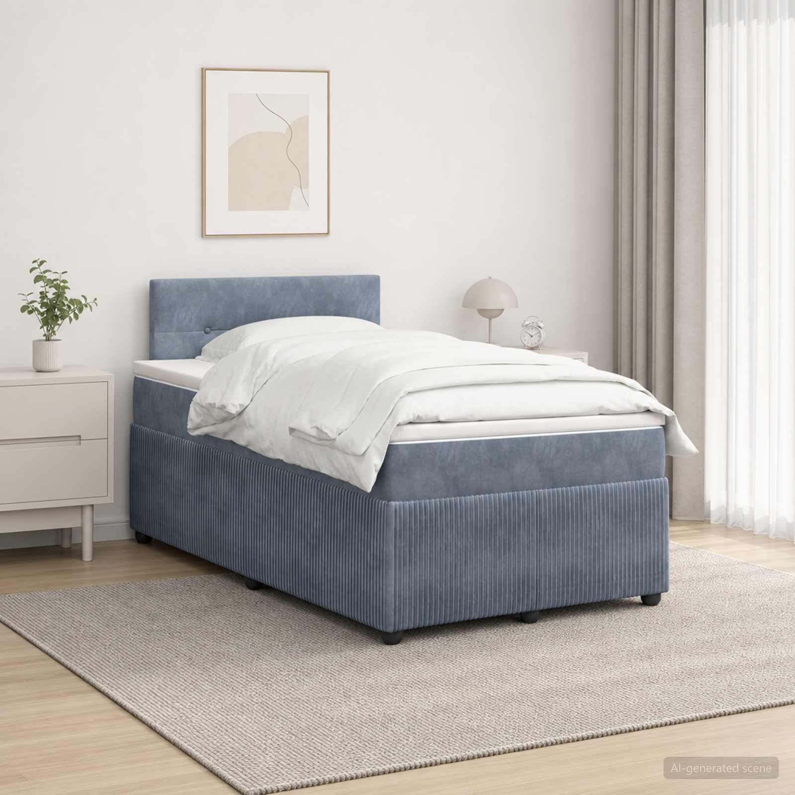 Boxspringbett mit Matratze Dunkelgrau 120 x 190 cm Samt