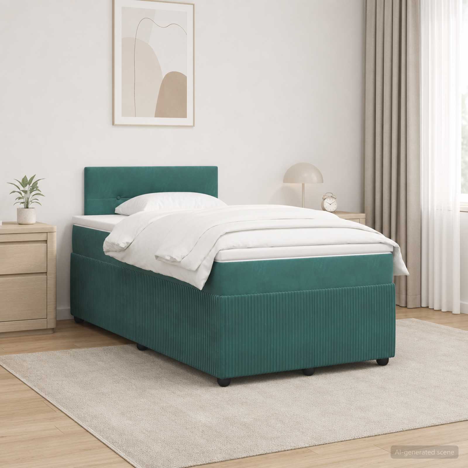Boxspringbett mit Matratze Dunkelgrün 120 x 190 cm Samt
