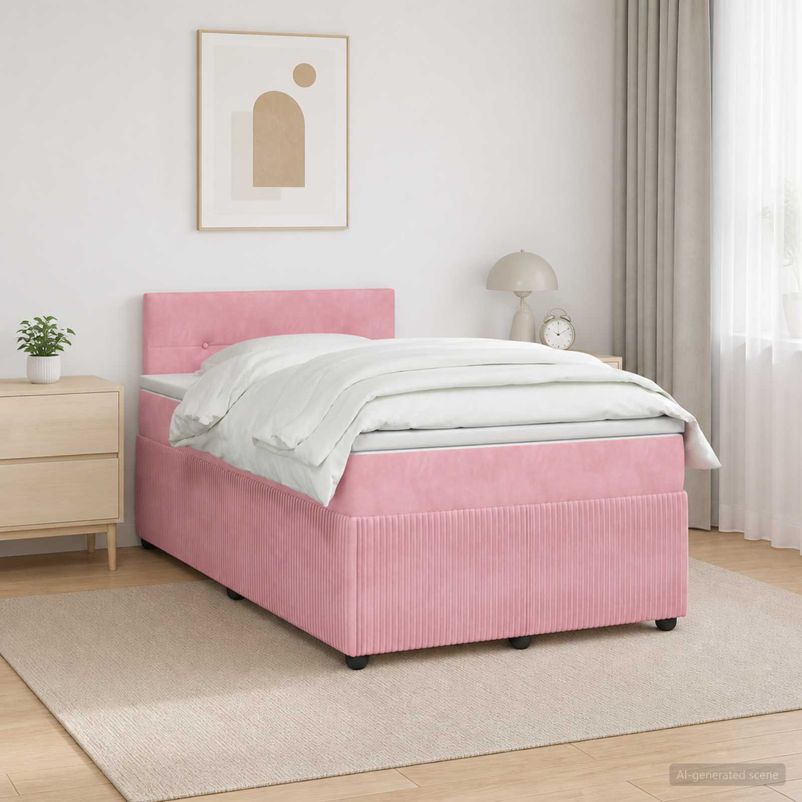 Boxspringbett mit Matratze mit Kopfteil Rosa 120 x 200 cm Samt