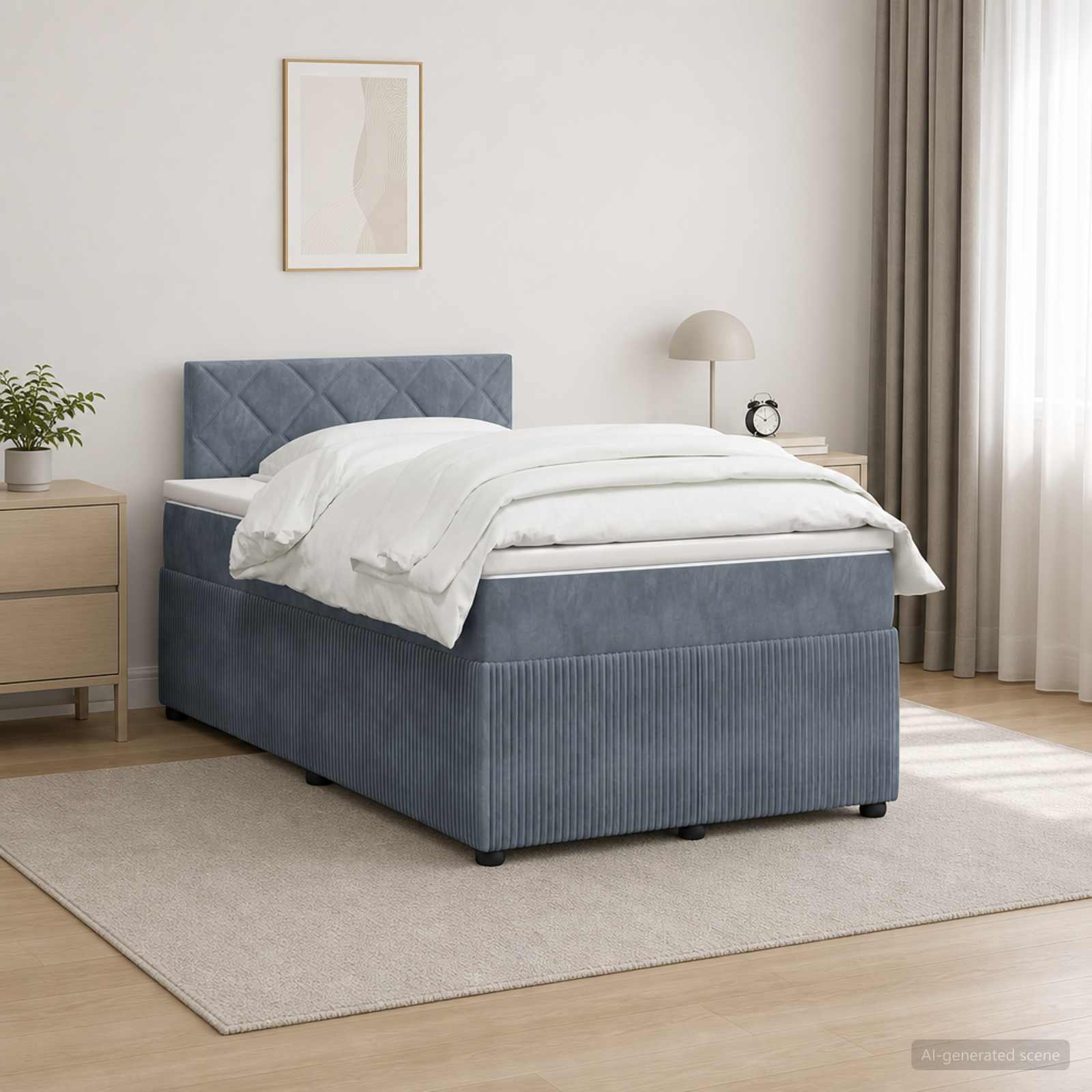 Boxspringbett mit Matratze Dunkelgrau 120 x 190 cm Samt