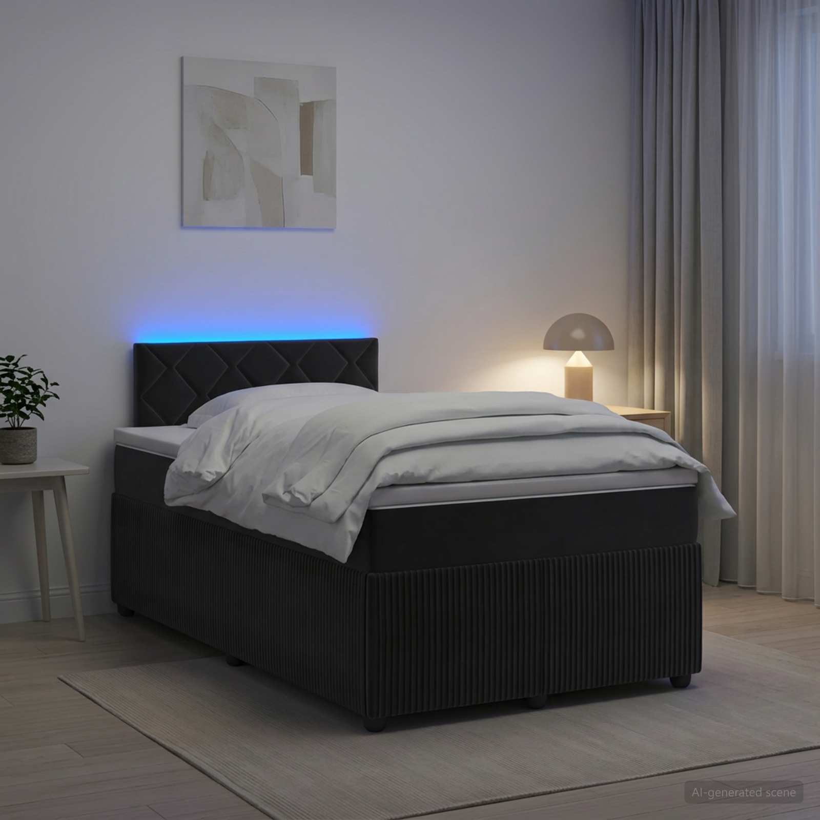 Boxspringbett mit Matratze Schwarz 120 x 190 cm Samt