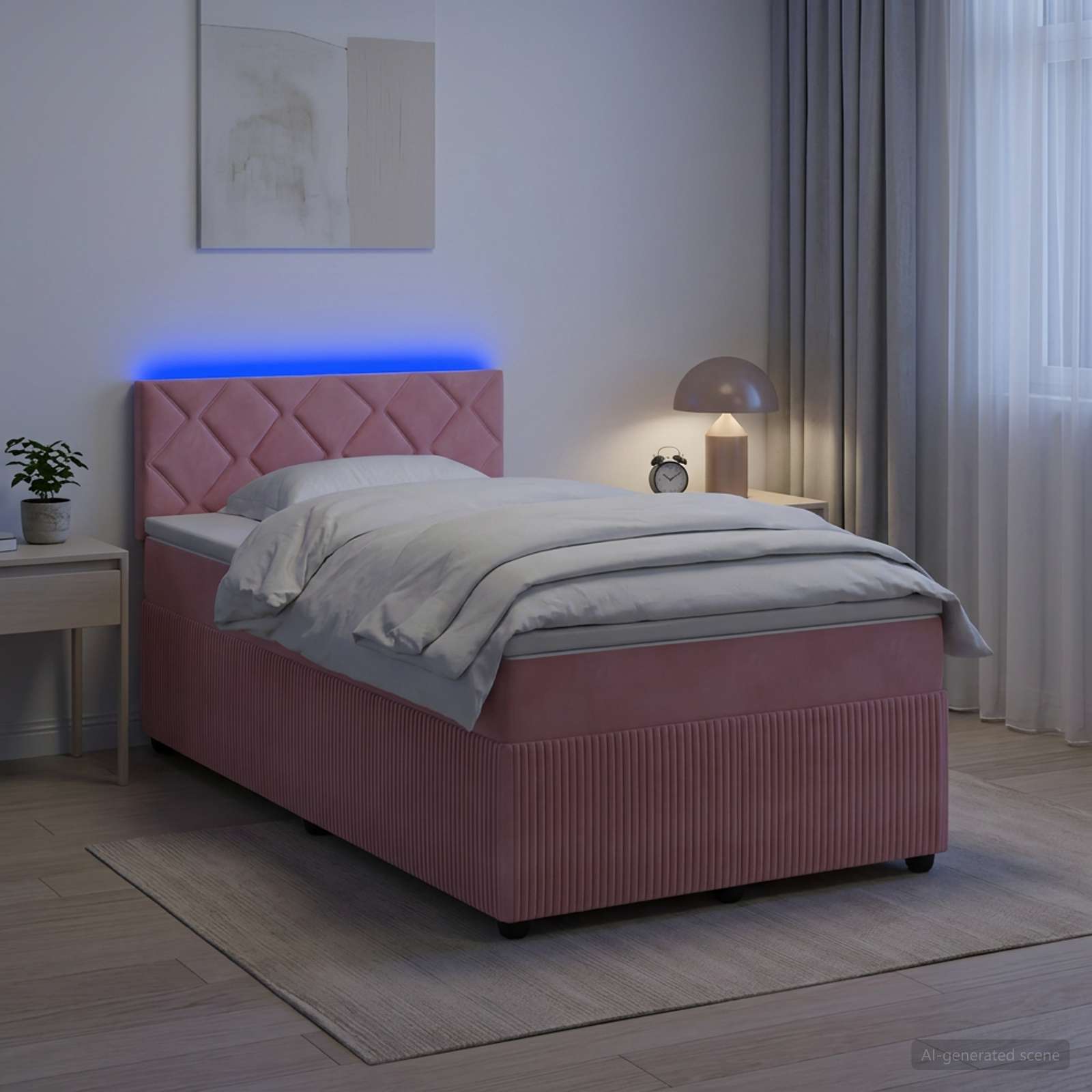 Boxspringbett mit Matratze mit Kopfteil Rosa 120 x 190 cm Samt