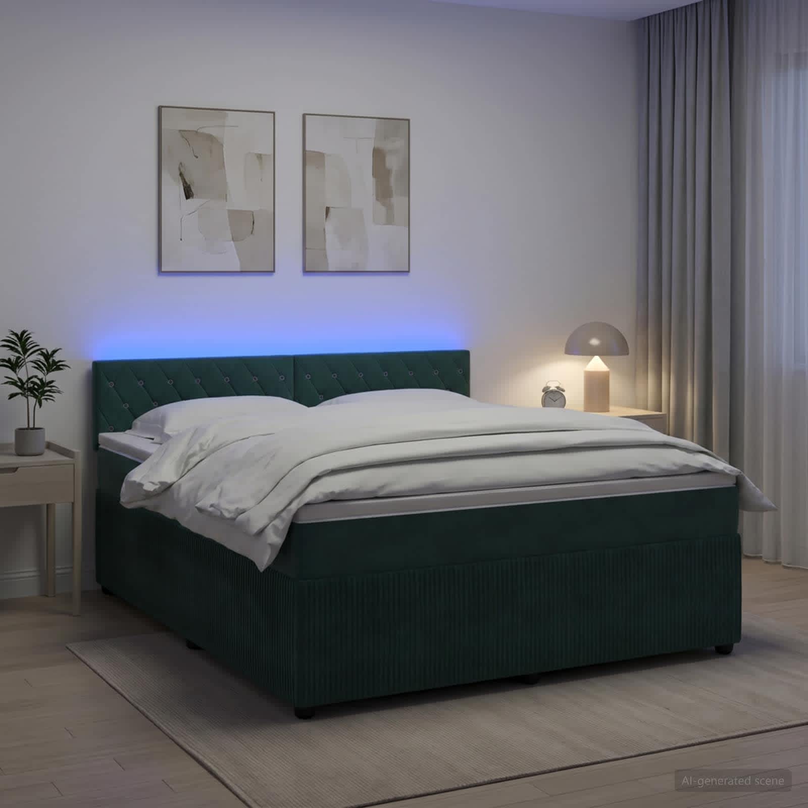 Boxspringbett mit Matratze Dunkelgrün 140 x 200 cm Samt
