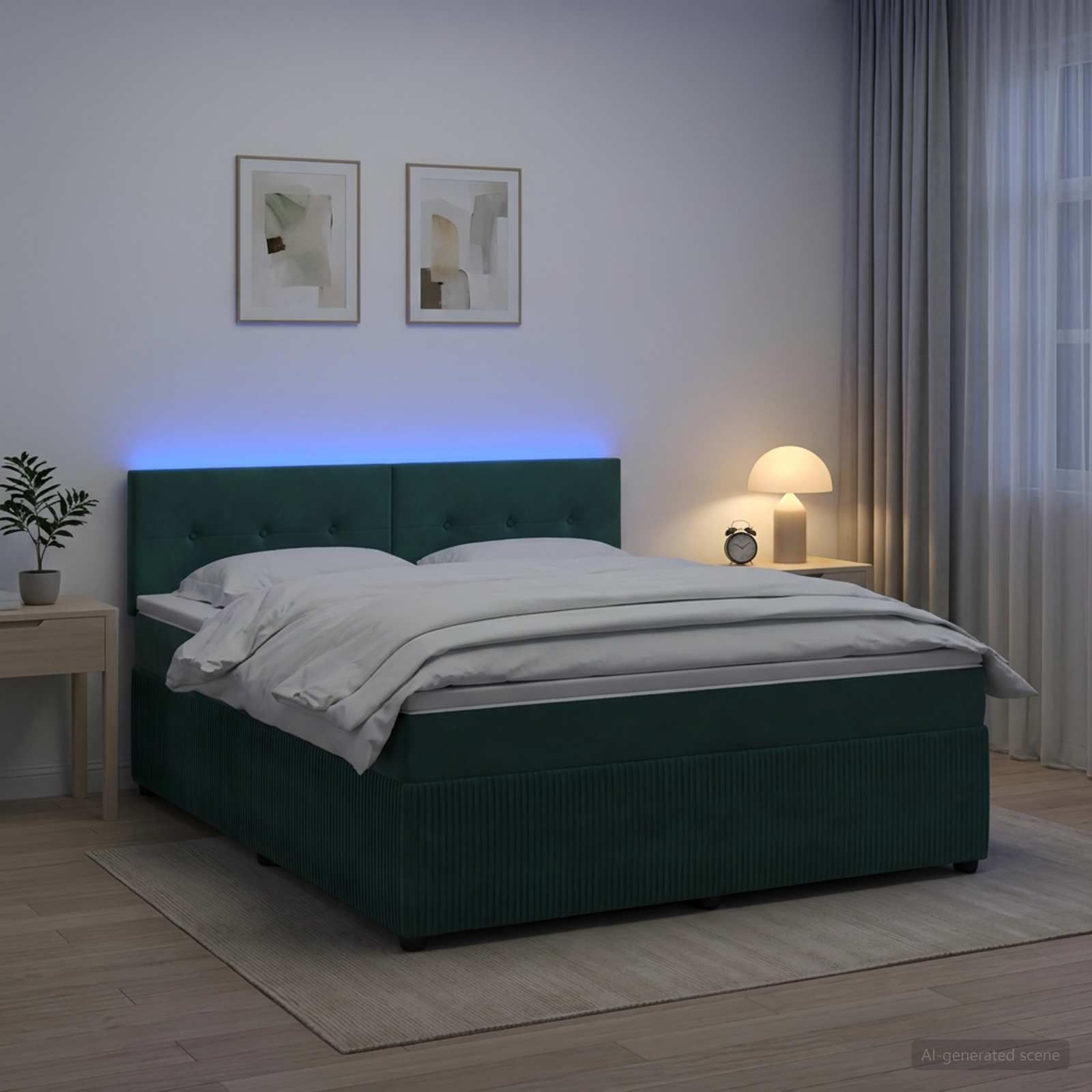 Boxspringbett mit Matratze Dunkelgrün 140 x 200 cm Samt