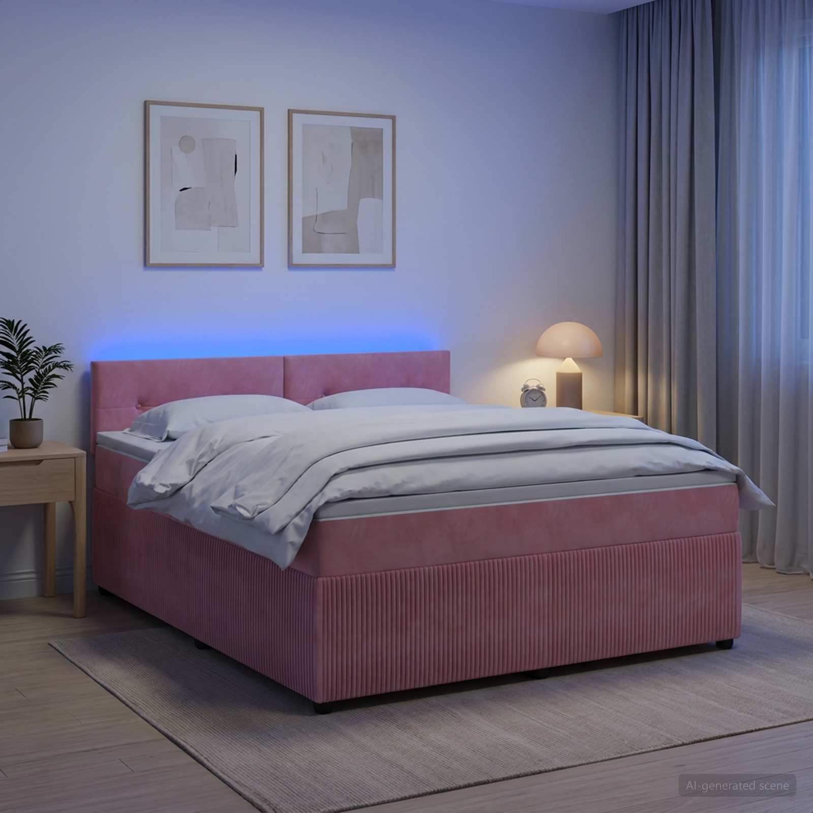 Boxspringbett mit Matratze mit Kopfteil Rosa 140 x 200 cm Samt