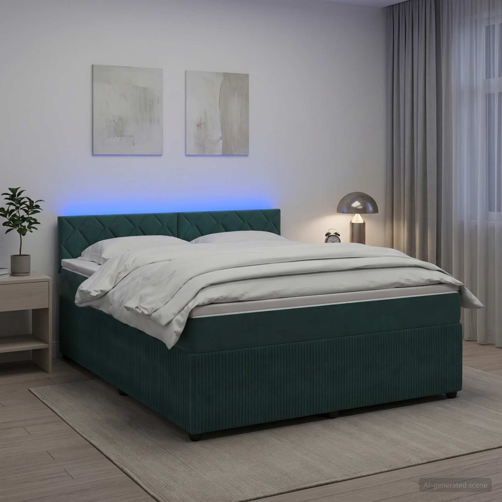 Boxspringbett mit Matratze Dunkelgrün 160 x 200 cm Samt