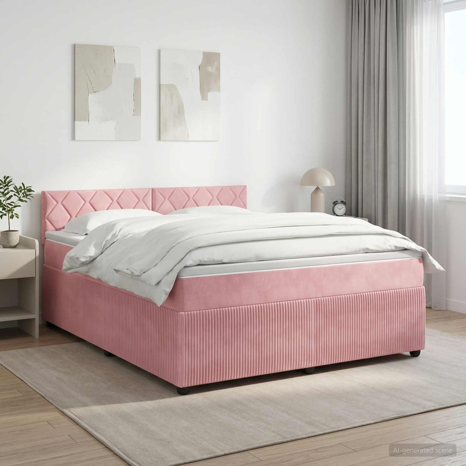 Boxspringbett mit Matratze mit Kopfteil Rosa 160 x 200 cm Samt
