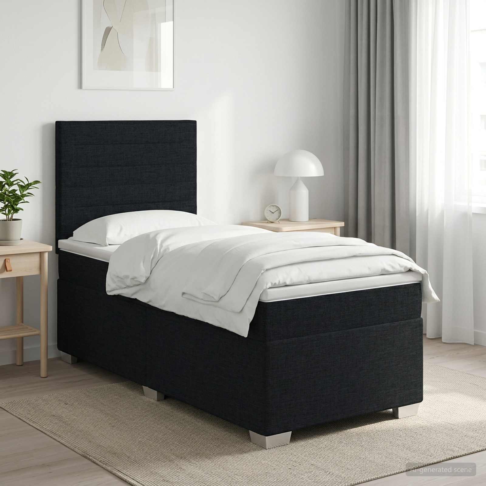 Boxspringbett mit Matratze Schwarz 80 x 200 cm Stoff