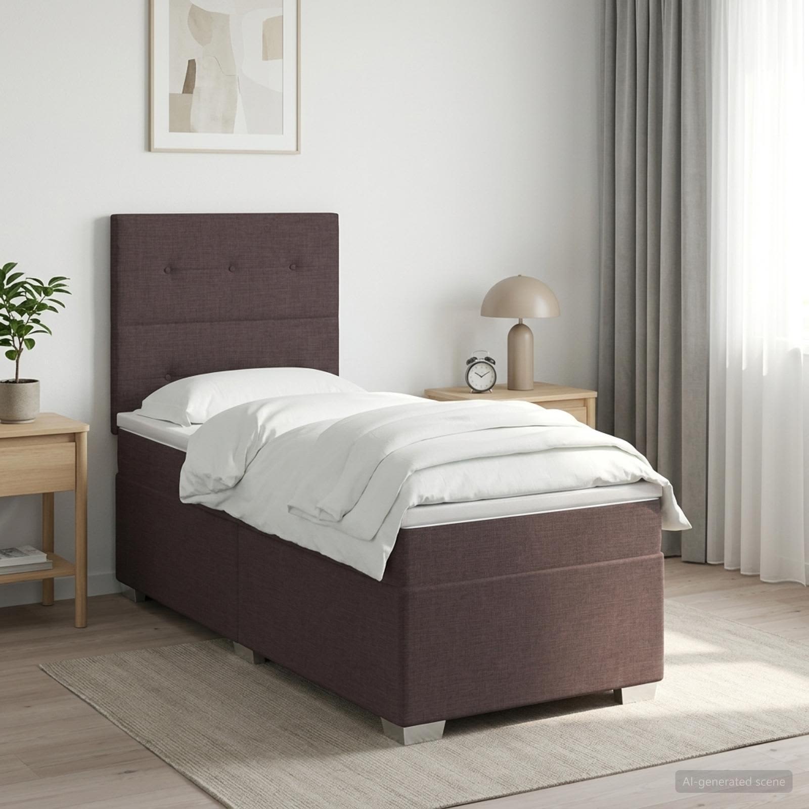 Boxspringbett mit Matratze Dunkelbraun 100 x 200 cm Stoff