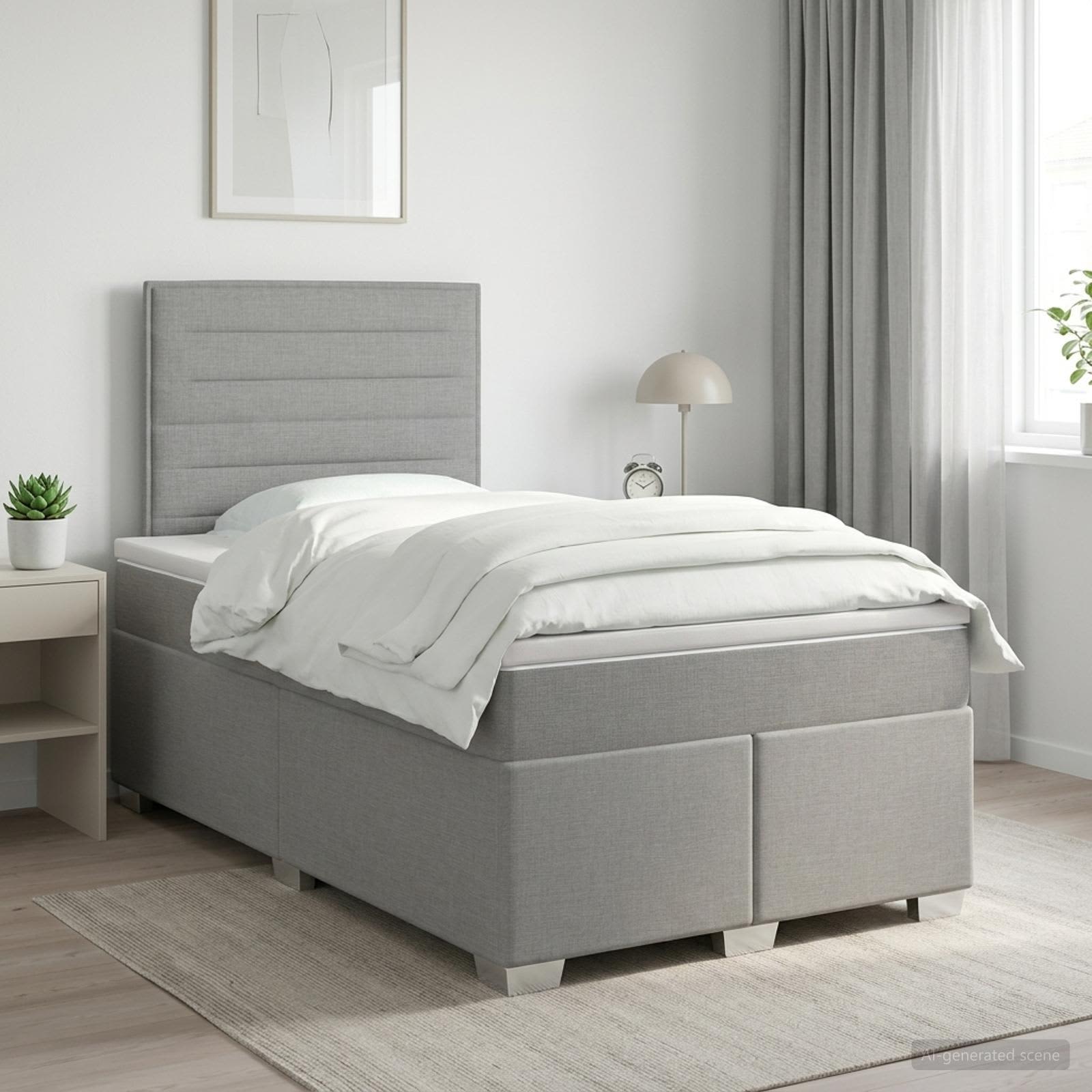 Boxspringbett mit Matratze Hellgrau 120 x 200 cm Stoff