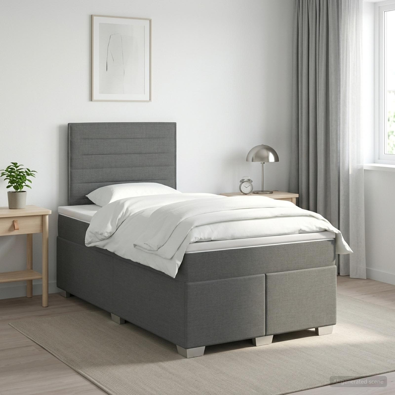 Boxspringbett mit Matratze Dunkelgrau 120 x 200 cm Stoff