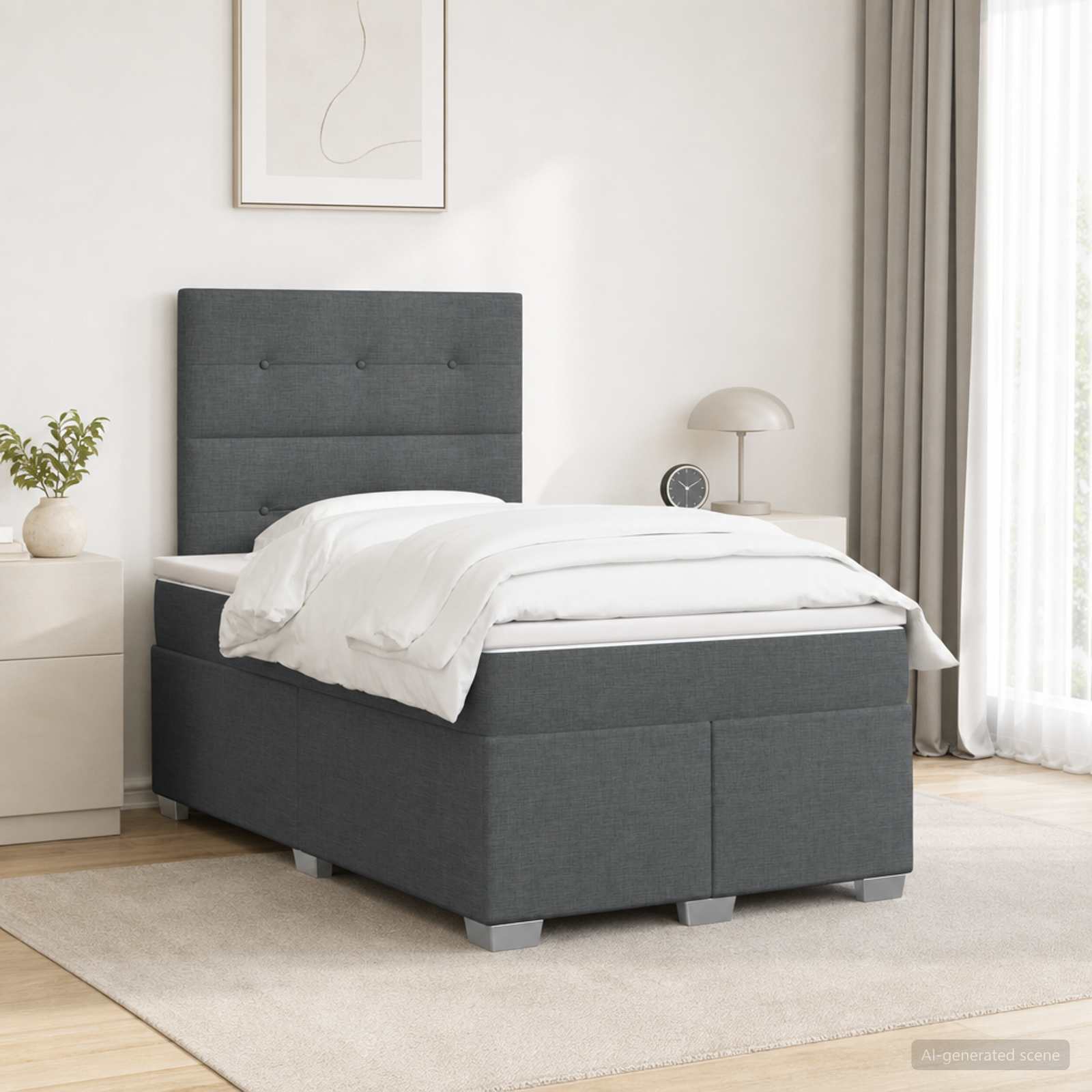 Boxspringbett mit Matratze Dunkelgrau 120 x 200 cm Stoff