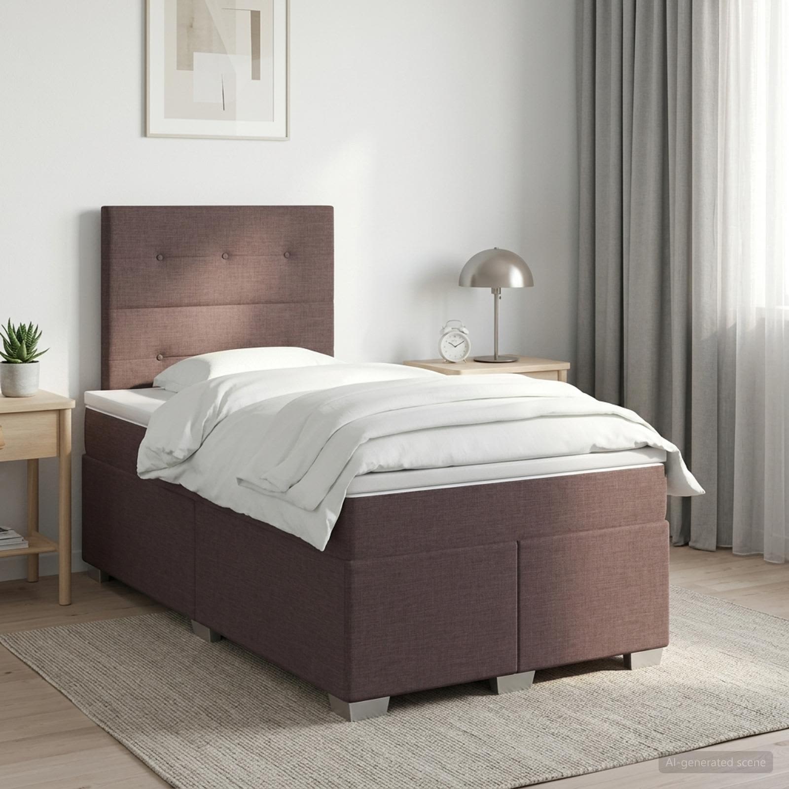 Boxspringbett mit Matratze Dunkelbraun 120 x 190 cm Stoff