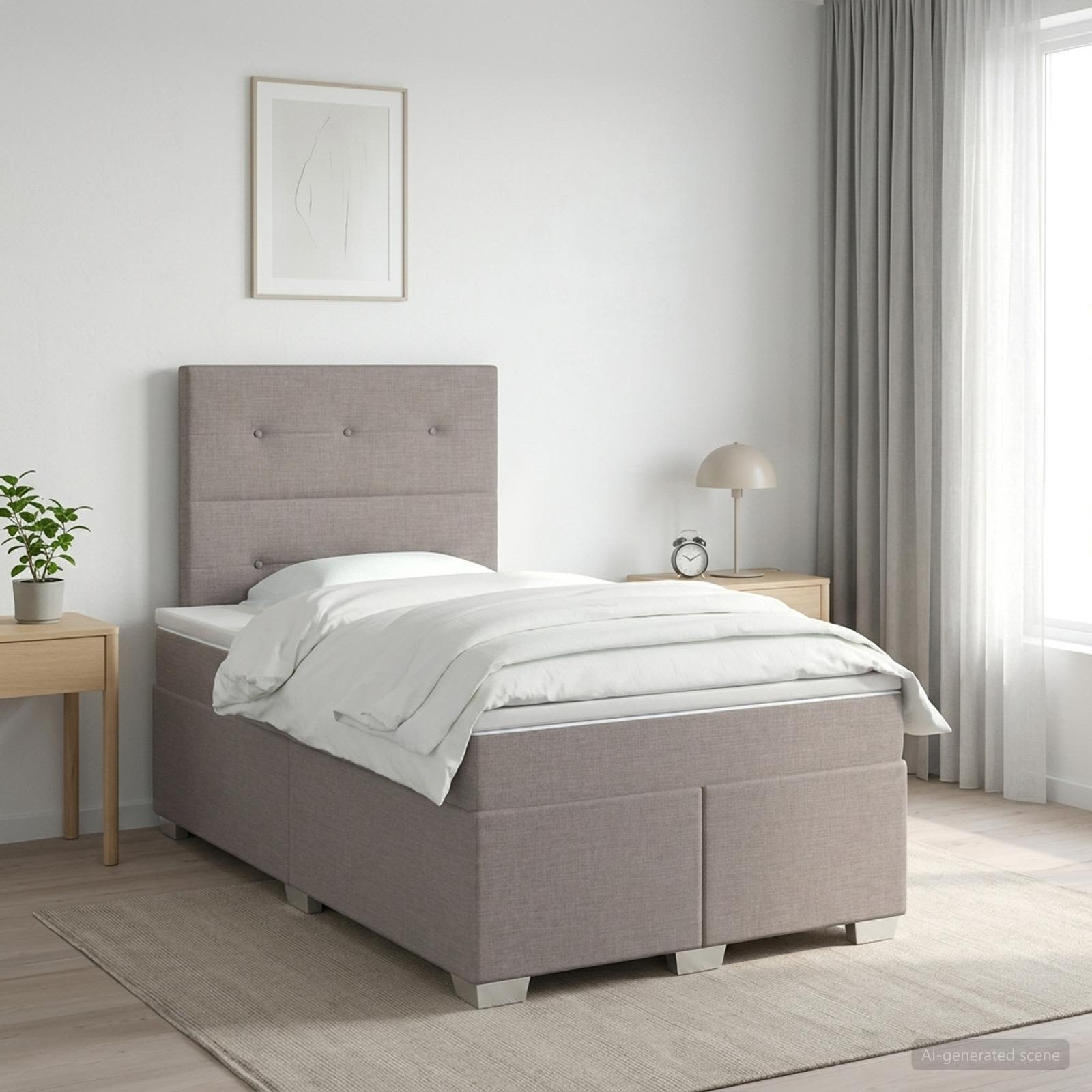 Boxspringbett mit Matratze Taupe 120 x 200 cm Stoff