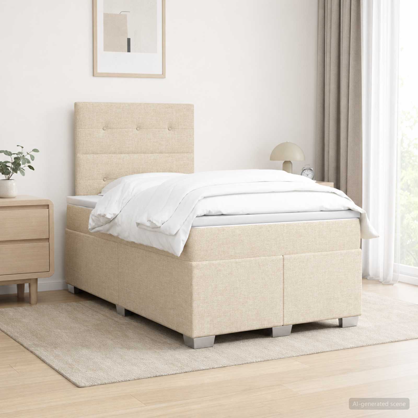 Boxspringbett mit Matratze Creme 120 x 200 cm Stoff