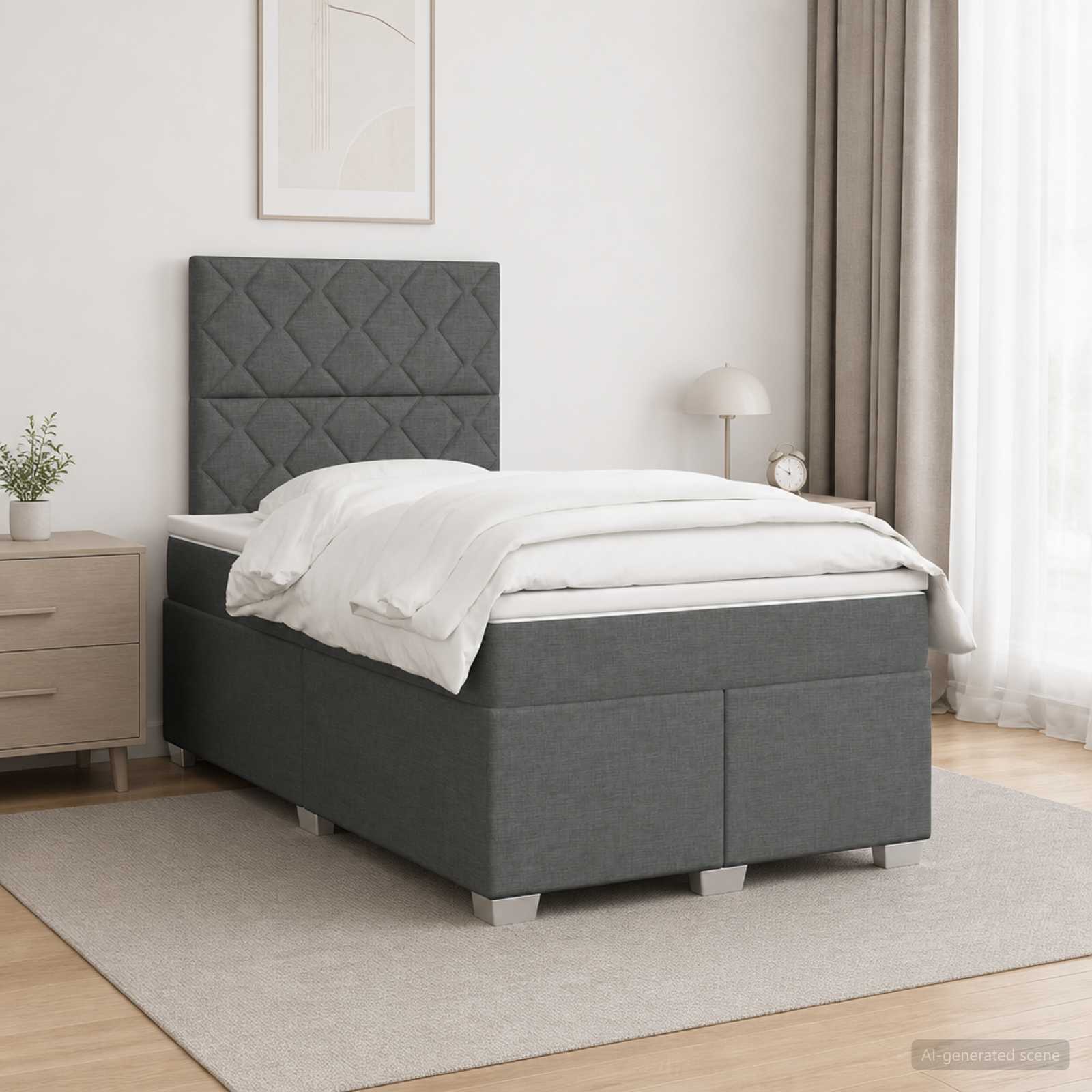 Boxspringbett mit Matratze Dunkelgrau 120 x 200 cm Stoff