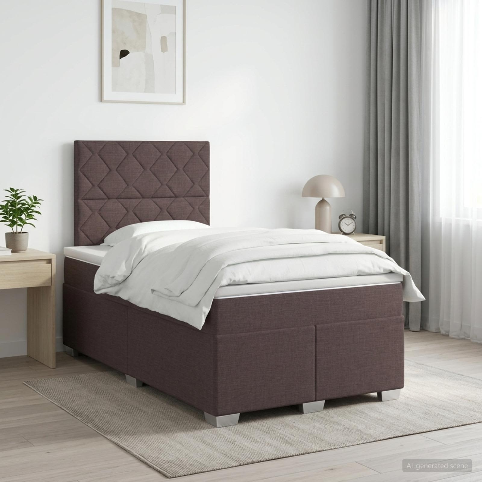 Boxspringbett mit Matratze Dunkelbraun 120 x 190 cm Stoff