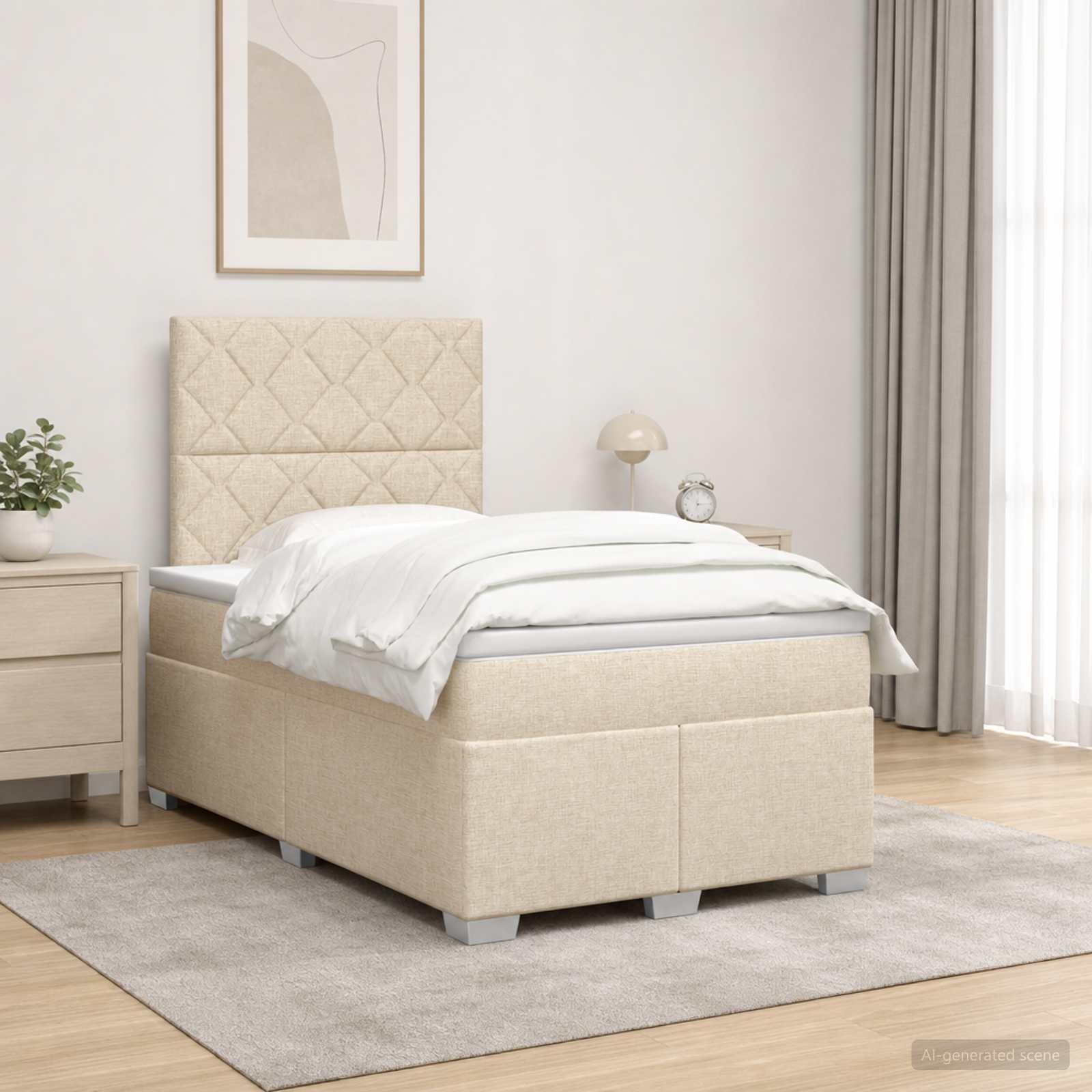 Boxspringbett mit Matratze Creme 120 x 190 cm Stoff