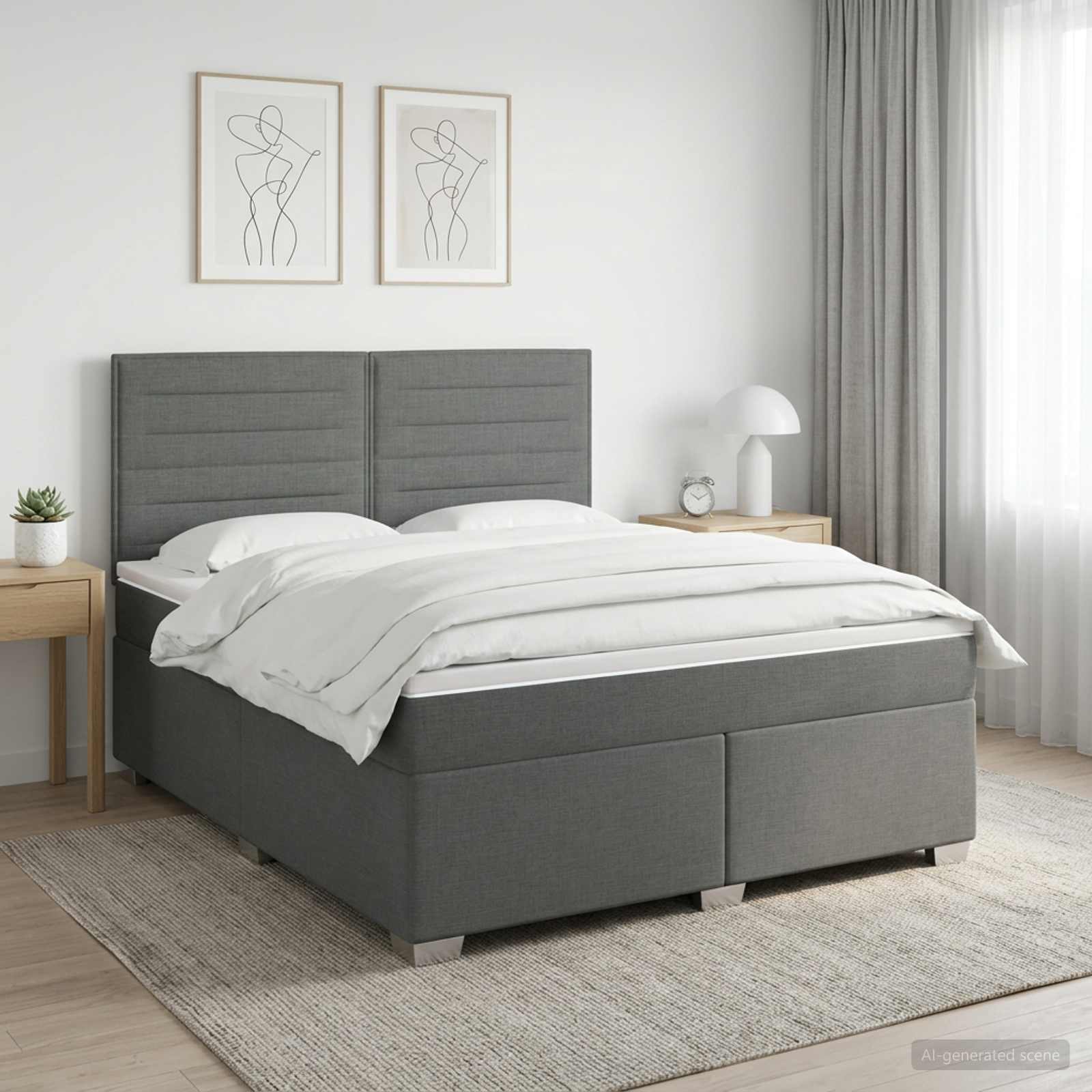 Boxspringbett mit Matratze Dunkelgrau 140 x 190 cm Stoff