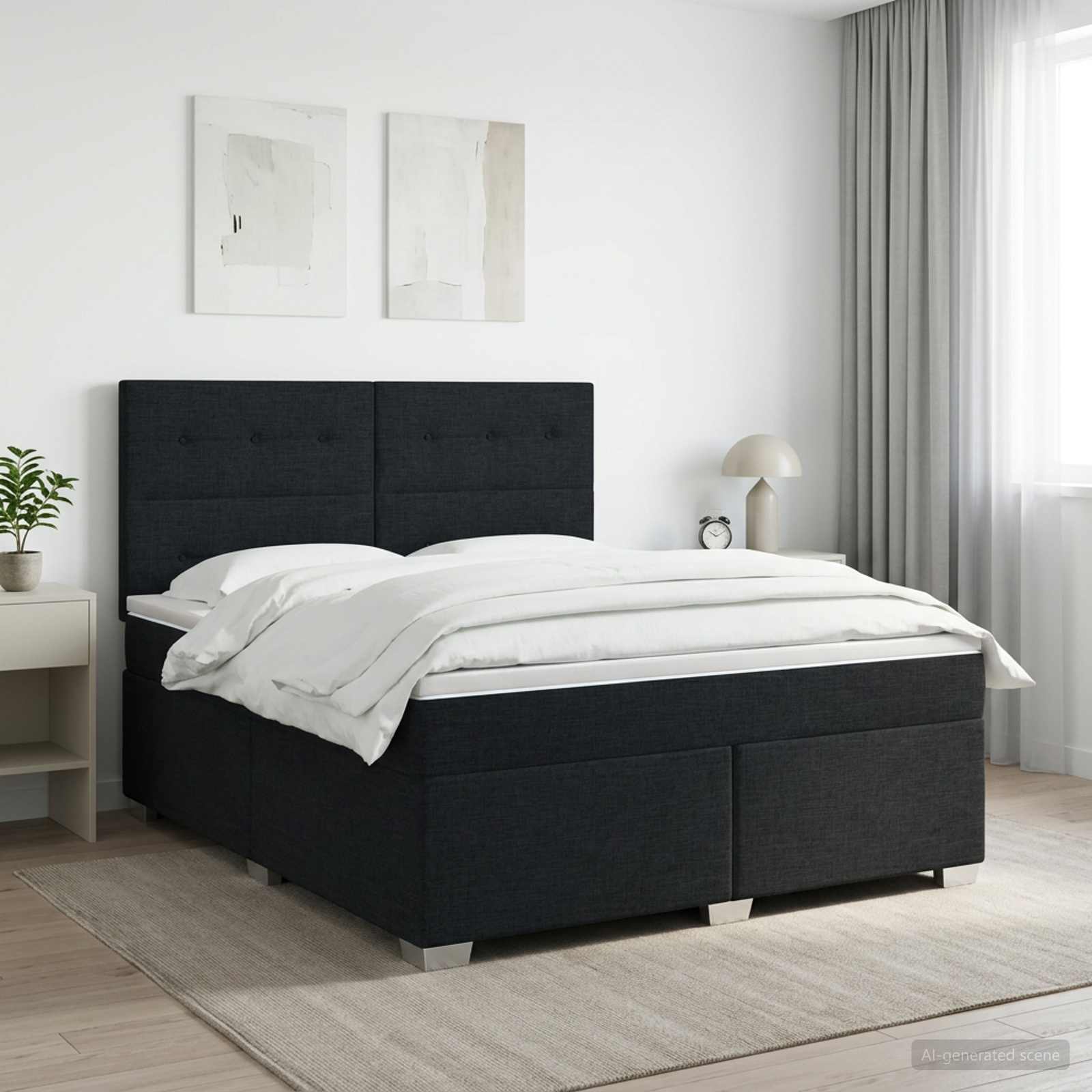 Boxspringbett mit Matratze Schwarz 140 x 190 cm Stoff