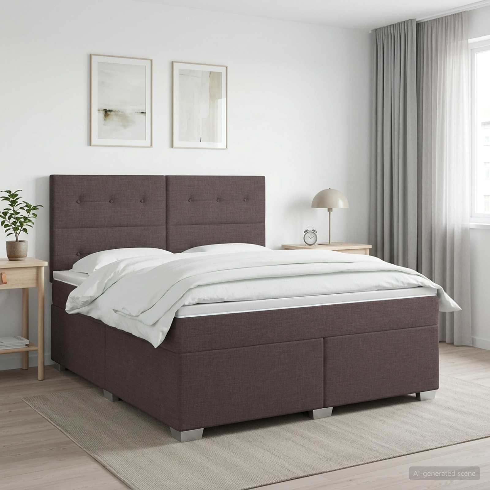 Boxspringbett mit Matratze Dunkelbraun 140 x 190 cm Stoff