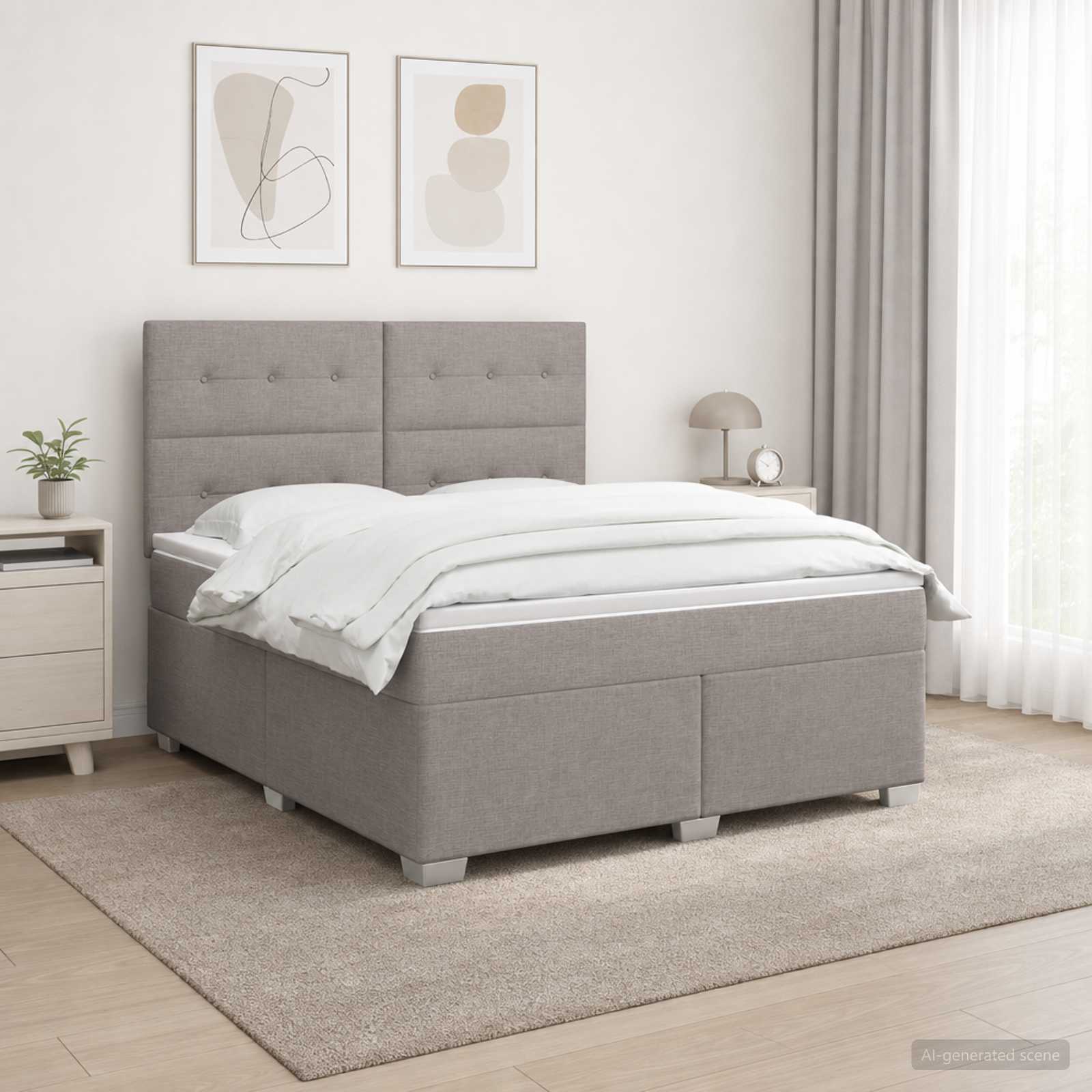 Boxspringbett mit Matratze Taupe 140 x 200 cm Stoff