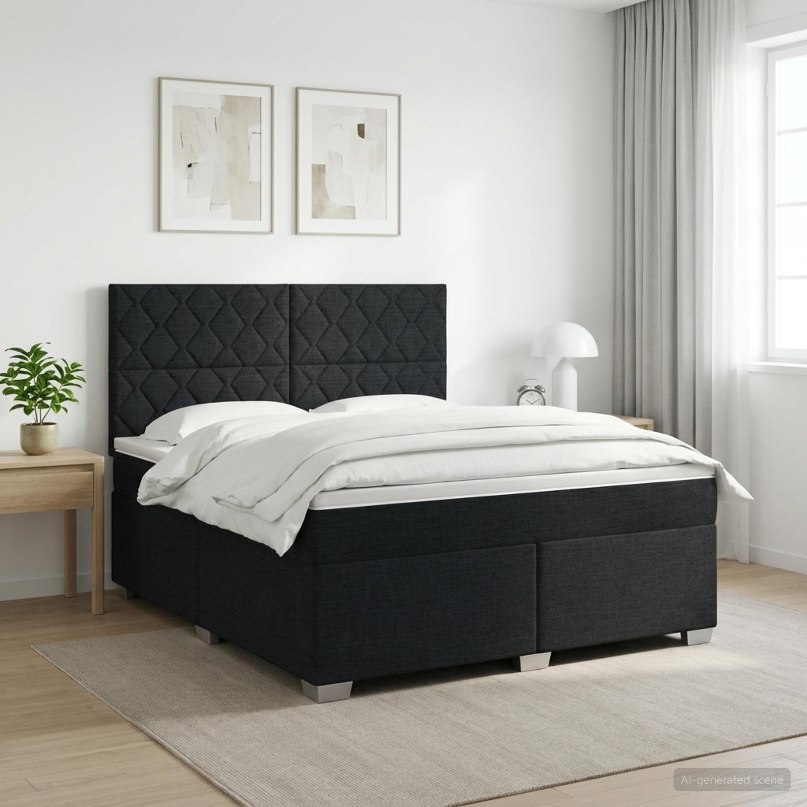 Boxspringbett mit Matratze Schwarz 140 x 200 cm Stoff