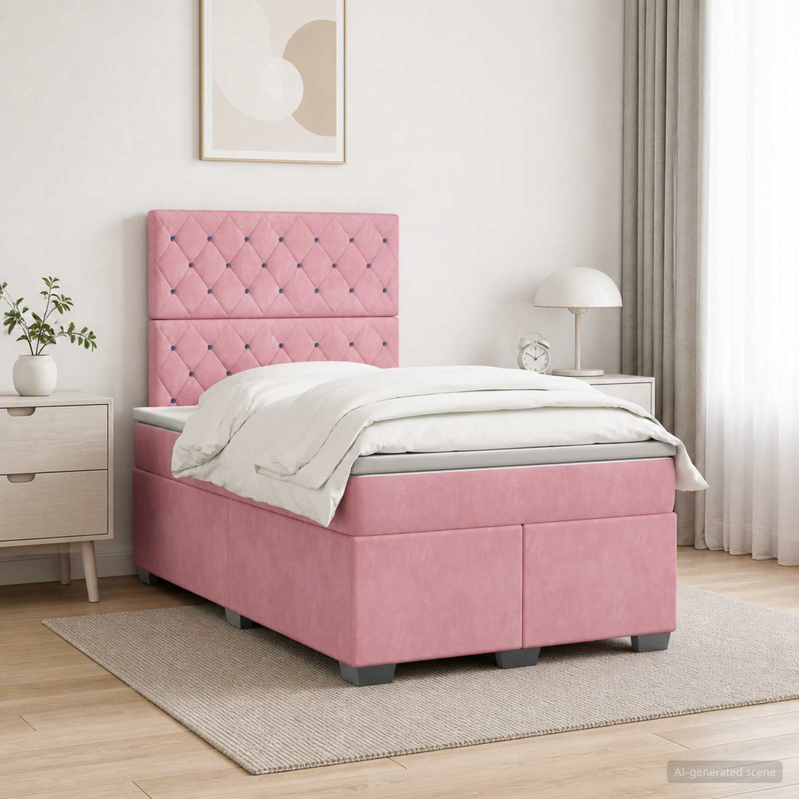 Boxspringbett mit Matratze mit Kopfteil Rosa 120 x 200 cm Samt