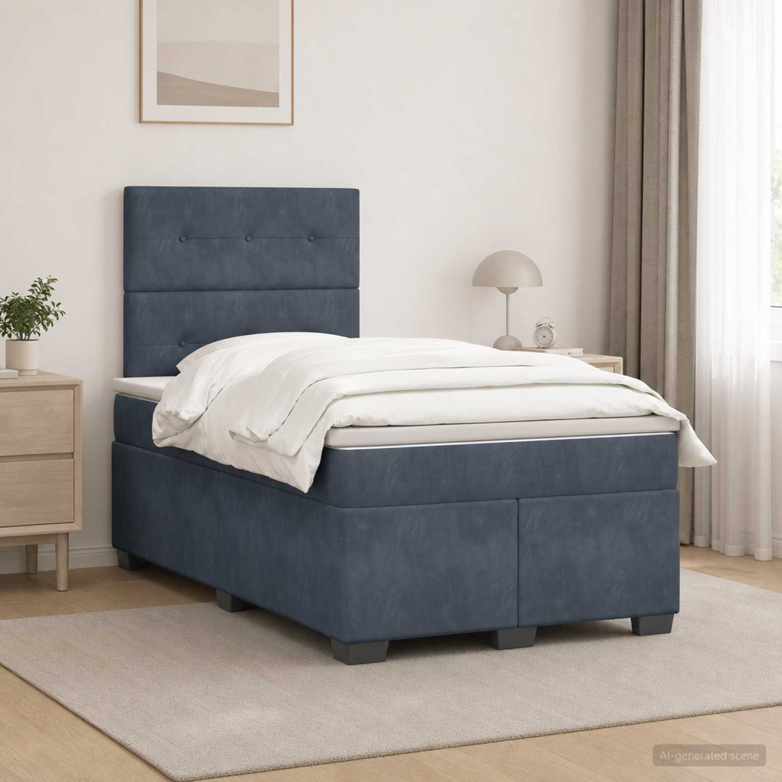 Boxspringbett mit Matratze Dunkelgrau 120 x 190 cm Samt