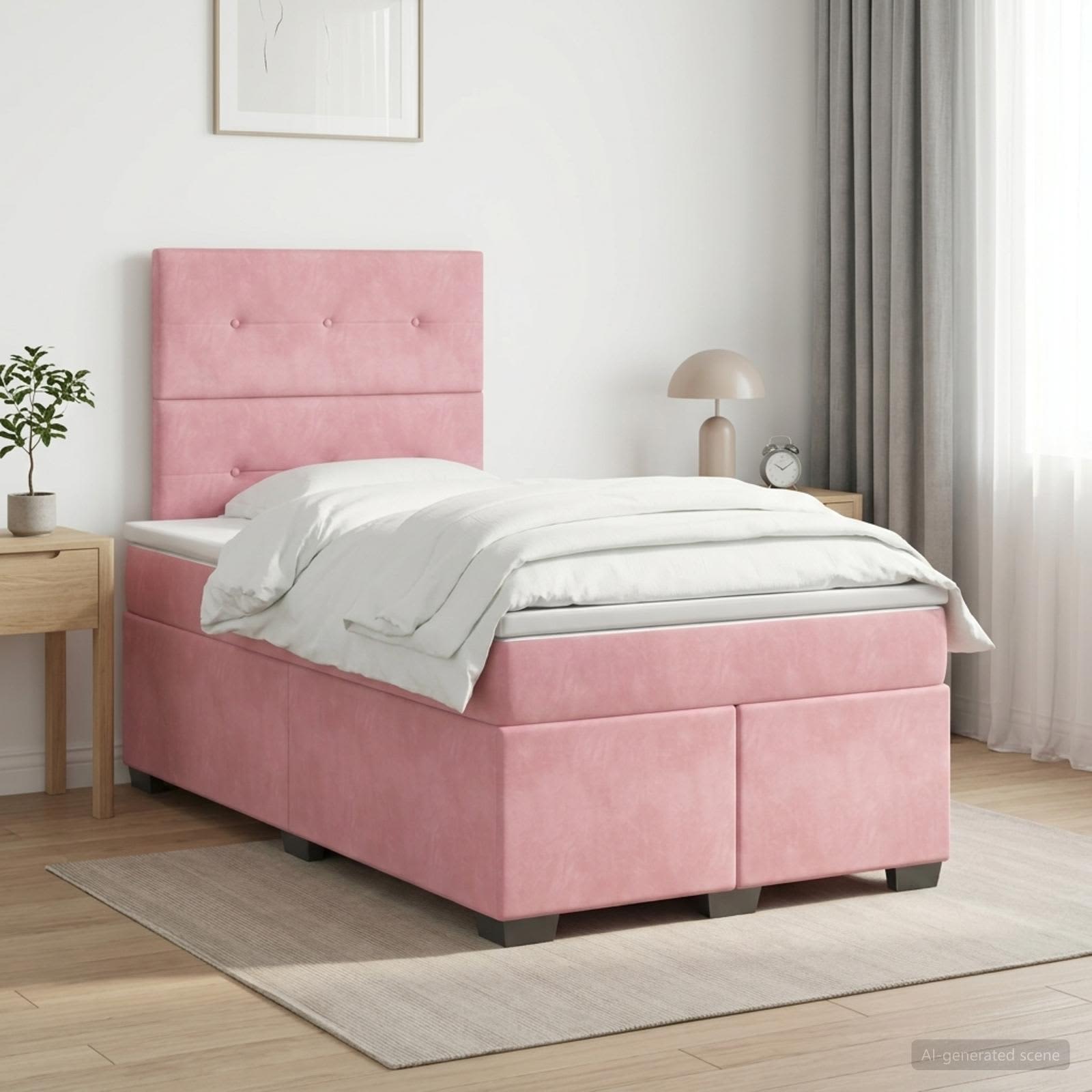 Boxspringbett mit Matratze mit Kopfteil Rosa 120 x 190 cm Samt