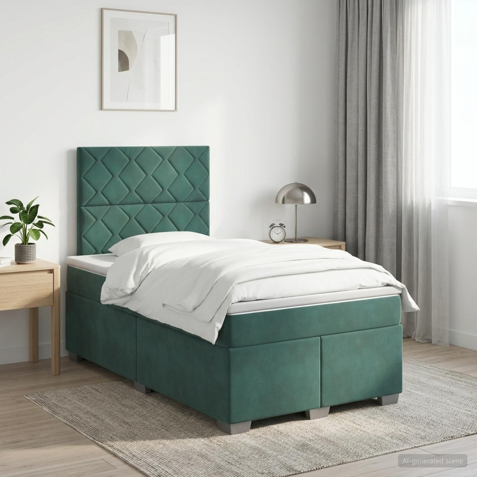 Boxspringbett mit Matratze Dunkelgrün 120 x 200 cm Samt