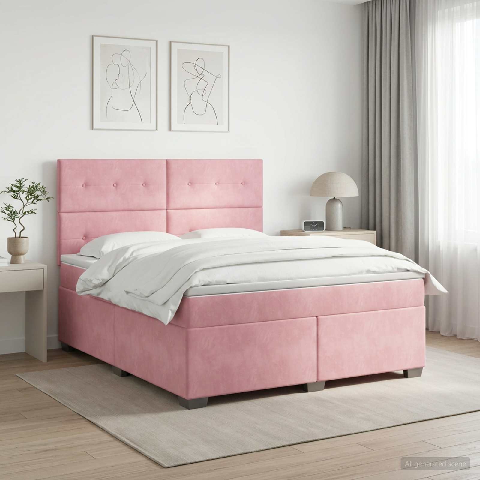 Boxspringbett mit Matratze mit Kopfteil Rosa 140 x 200 cm Samt