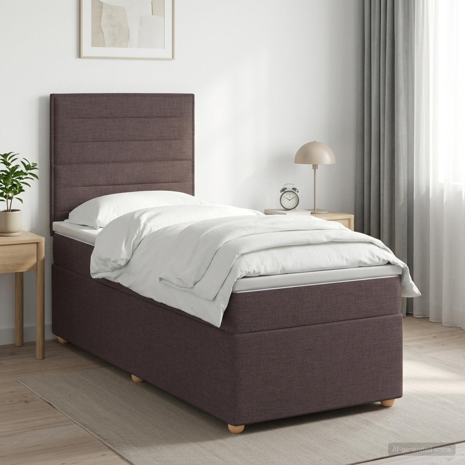Boxspringbett mit Matratze Dunkelbraun 100 x 200 cm Stoff