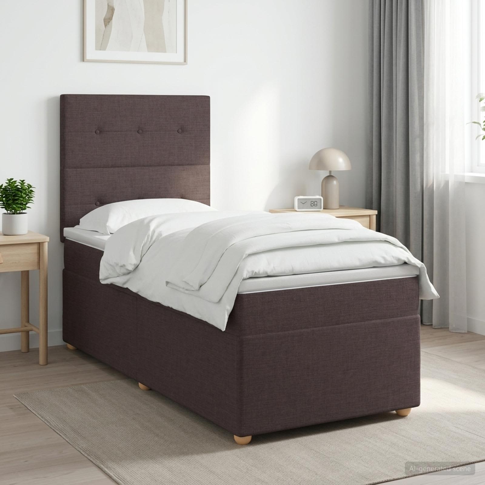 Boxspringbett mit Matratze Dunkelbraun 80 x 200 cm Stoff