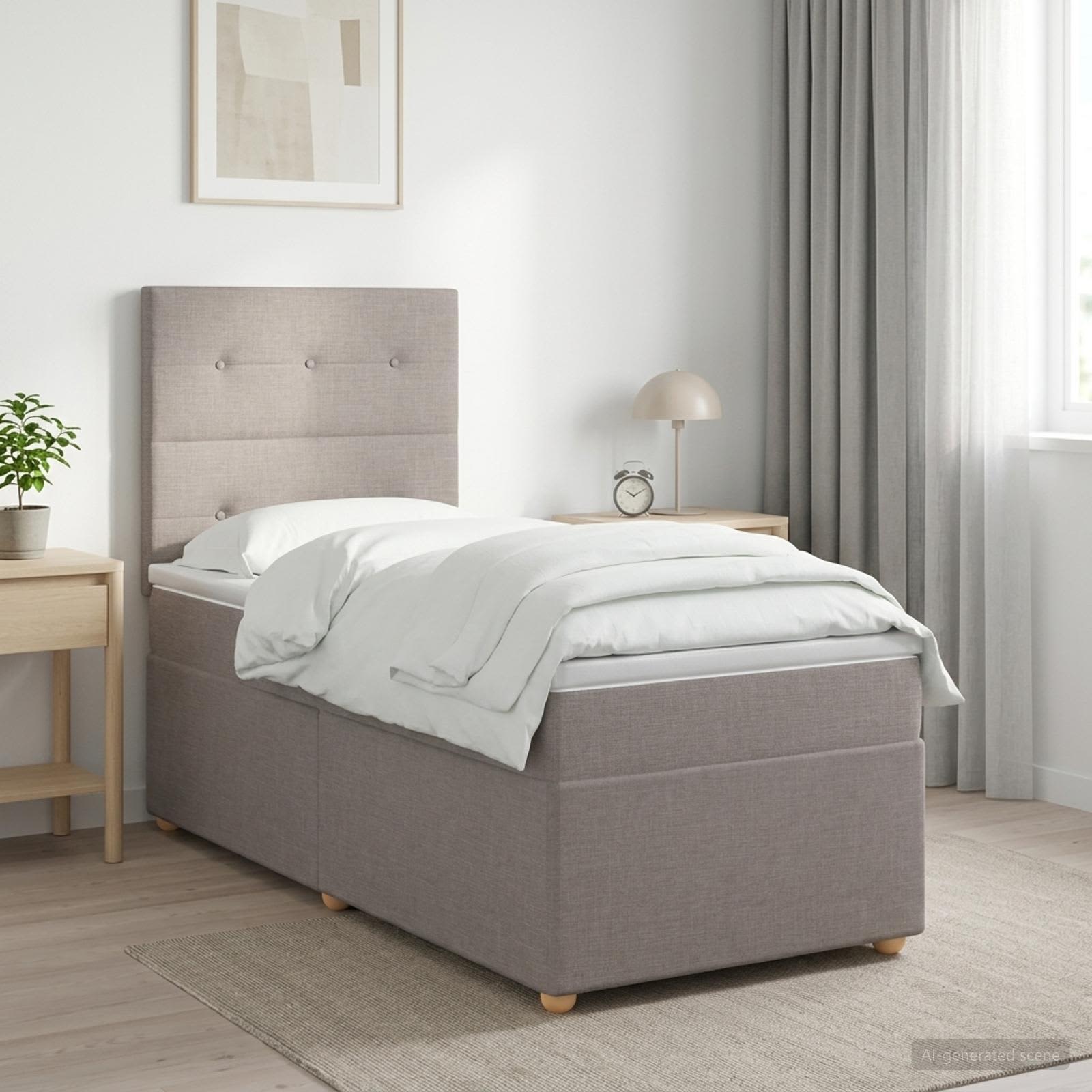Boxspringbett mit Matratze mit Kopfteil Taupe 80 x 200 cm Stoff