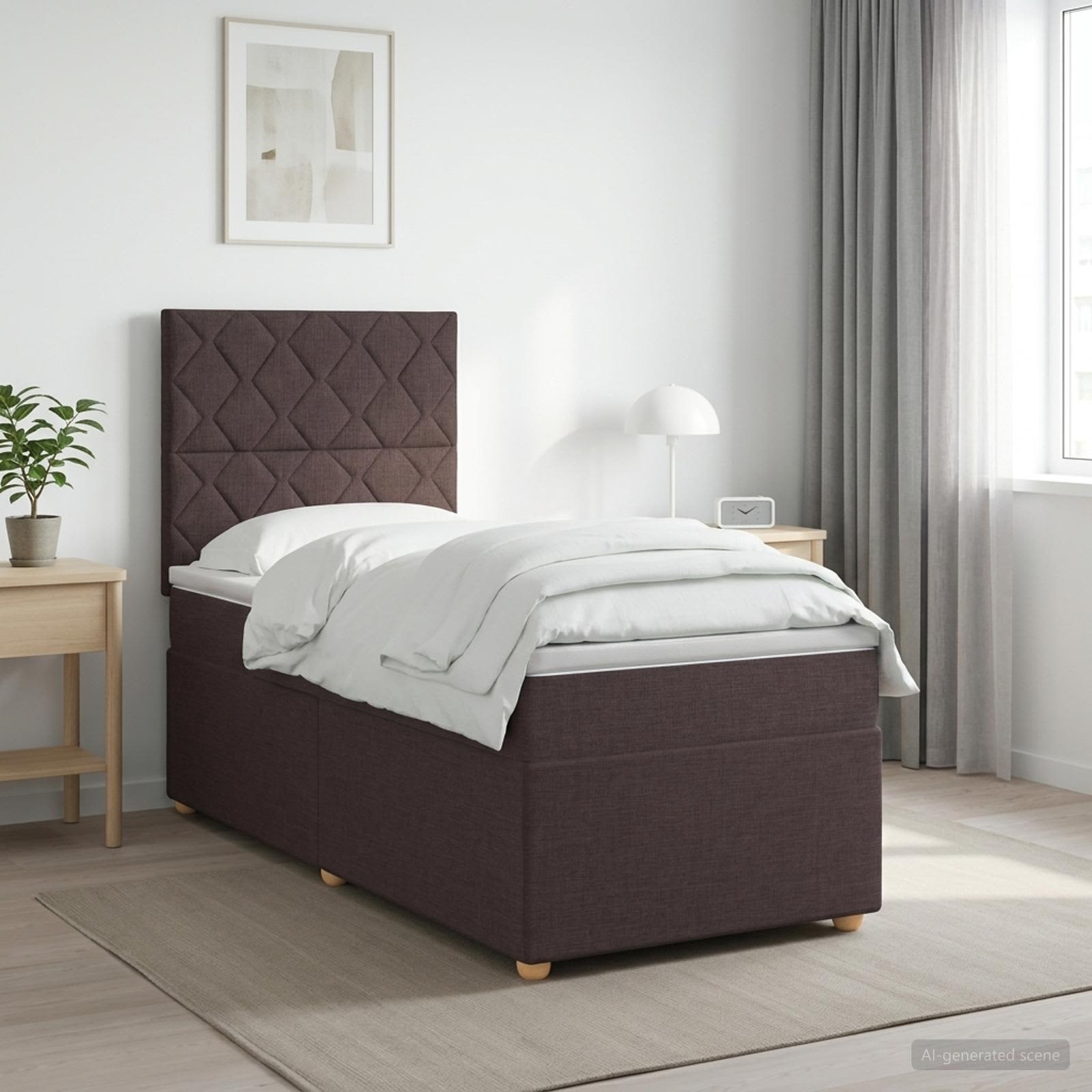 Boxspringbett mit Matratze Dunkelbraun 100 x 200 cm Stoff