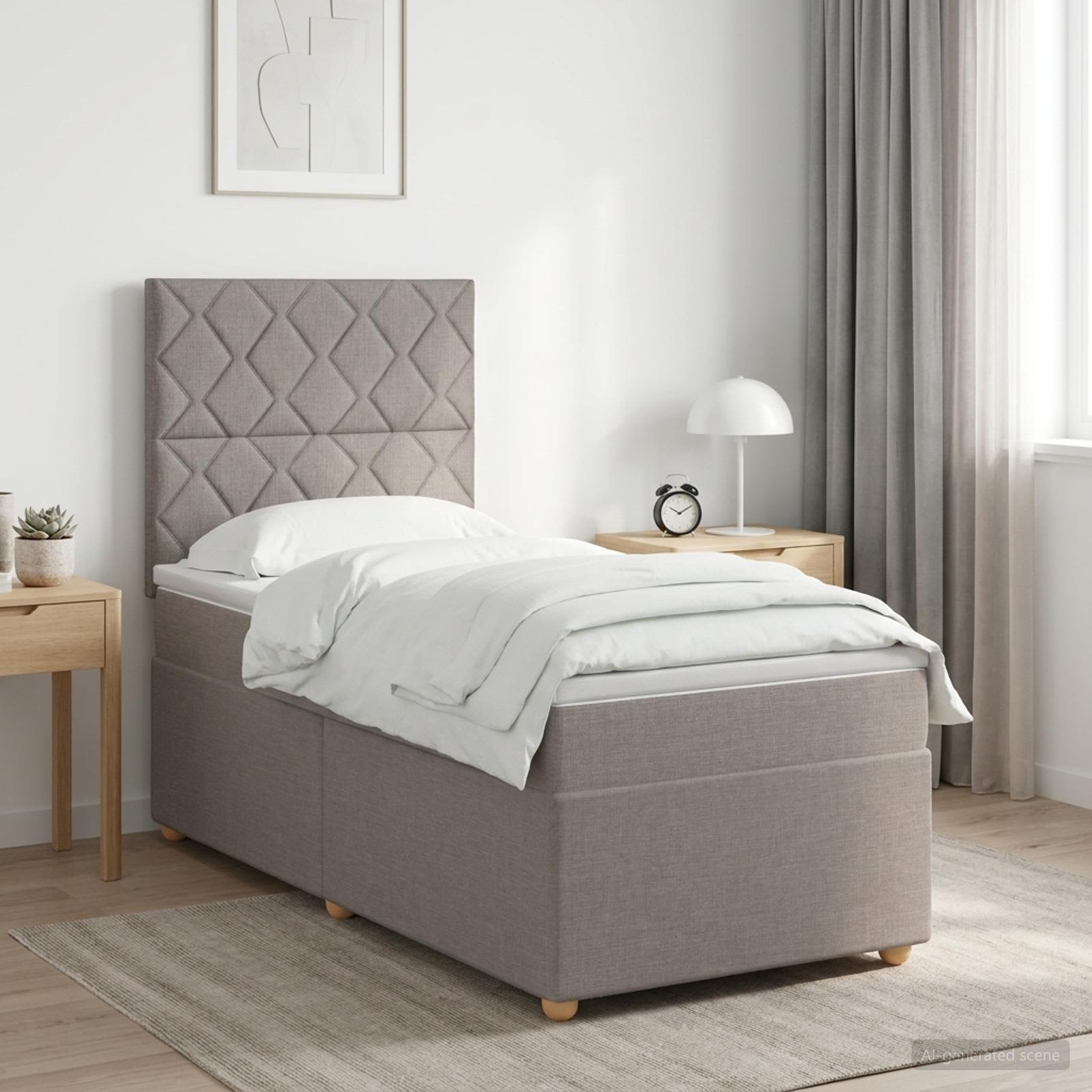 Boxspringbett mit Matratze mit Kopfteil Taupe 90 x 190 cm Stoff