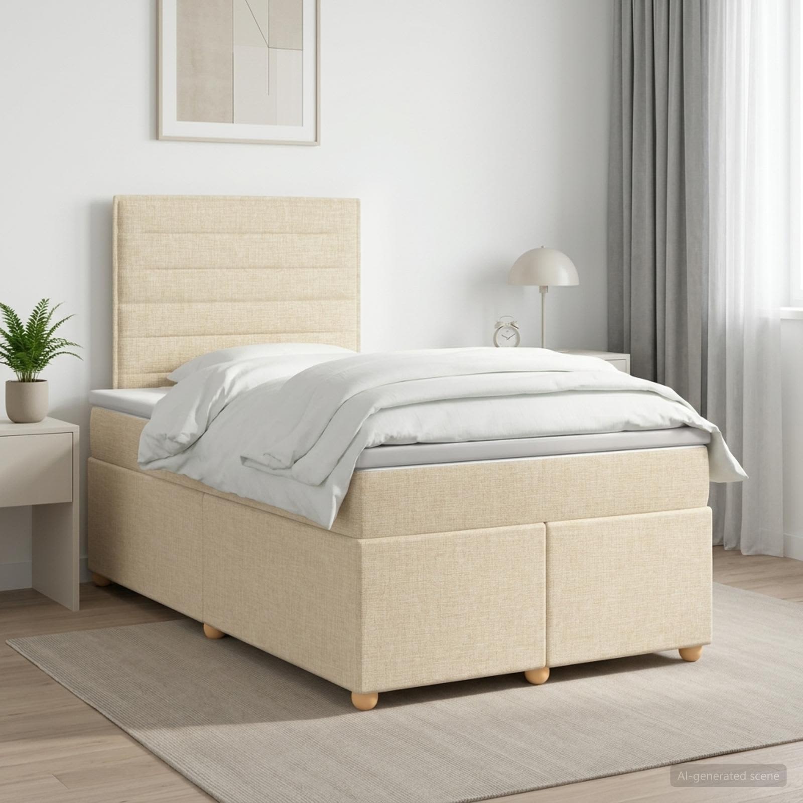 Boxspringbett mit Matratze Creme 120 x 190 cm Stoff
