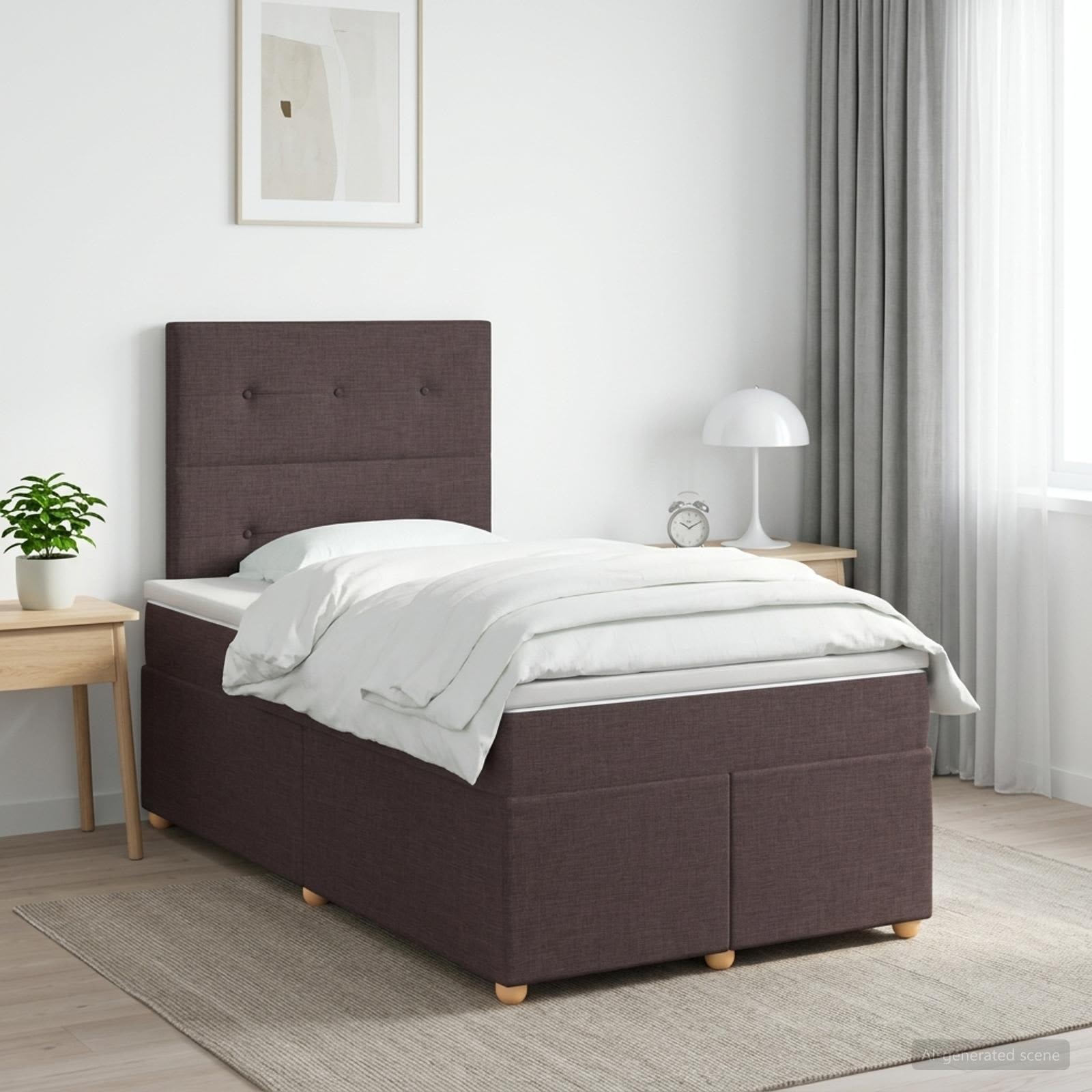 Boxspringbett mit Matratze Dunkelbraun 120 x 190 cm Stoff
