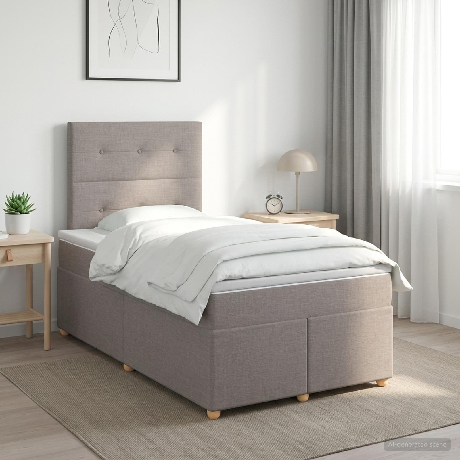 Boxspringbett mit Matratze Taupe 120 x 200 cm Stoff