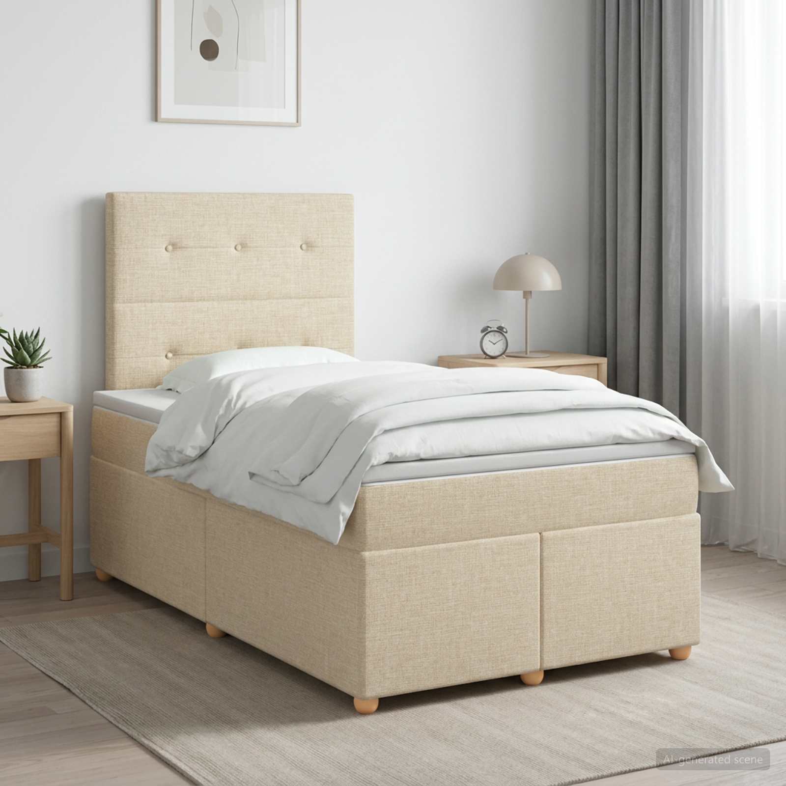 Boxspringbett mit Matratze Creme 120 x 200 cm Stoff