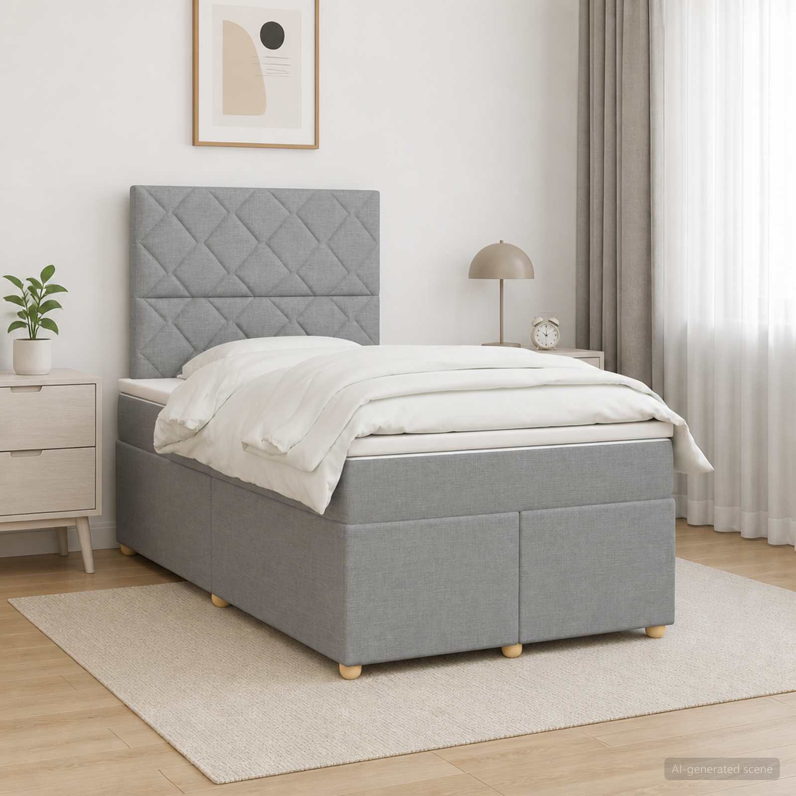 Boxspringbett mit Matratze Hellgrau 120 x 190 cm Stoff