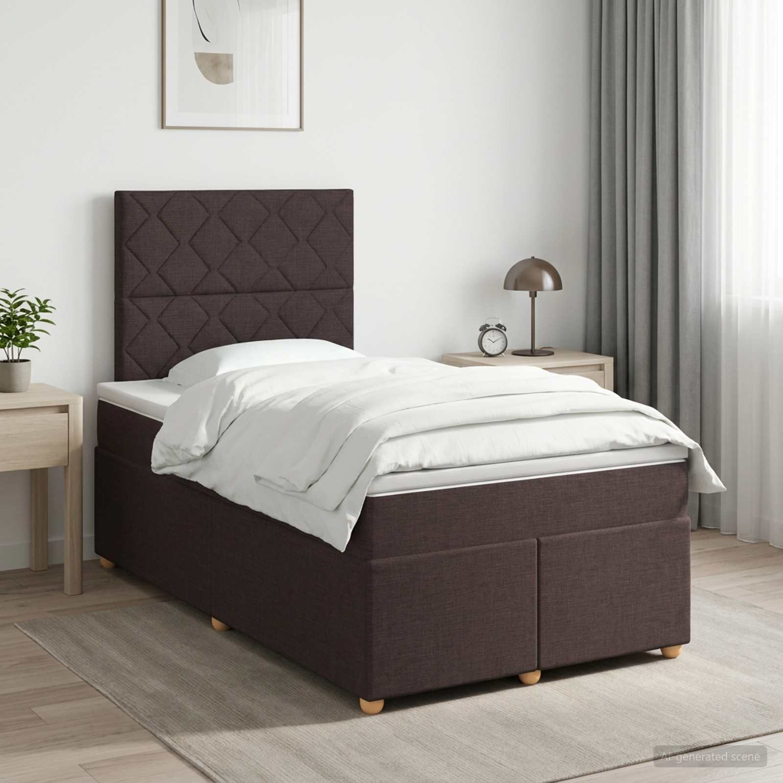 Boxspringbett mit Matratze Dunkelbraun 120 x 190 cm Stoff