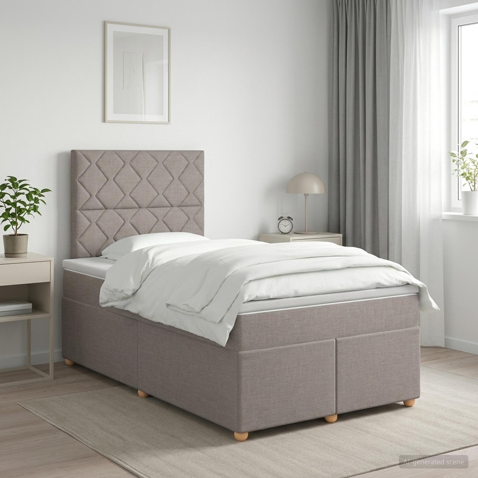 Boxspringbett mit Matratze Taupe 120 x 200 cm Stoff