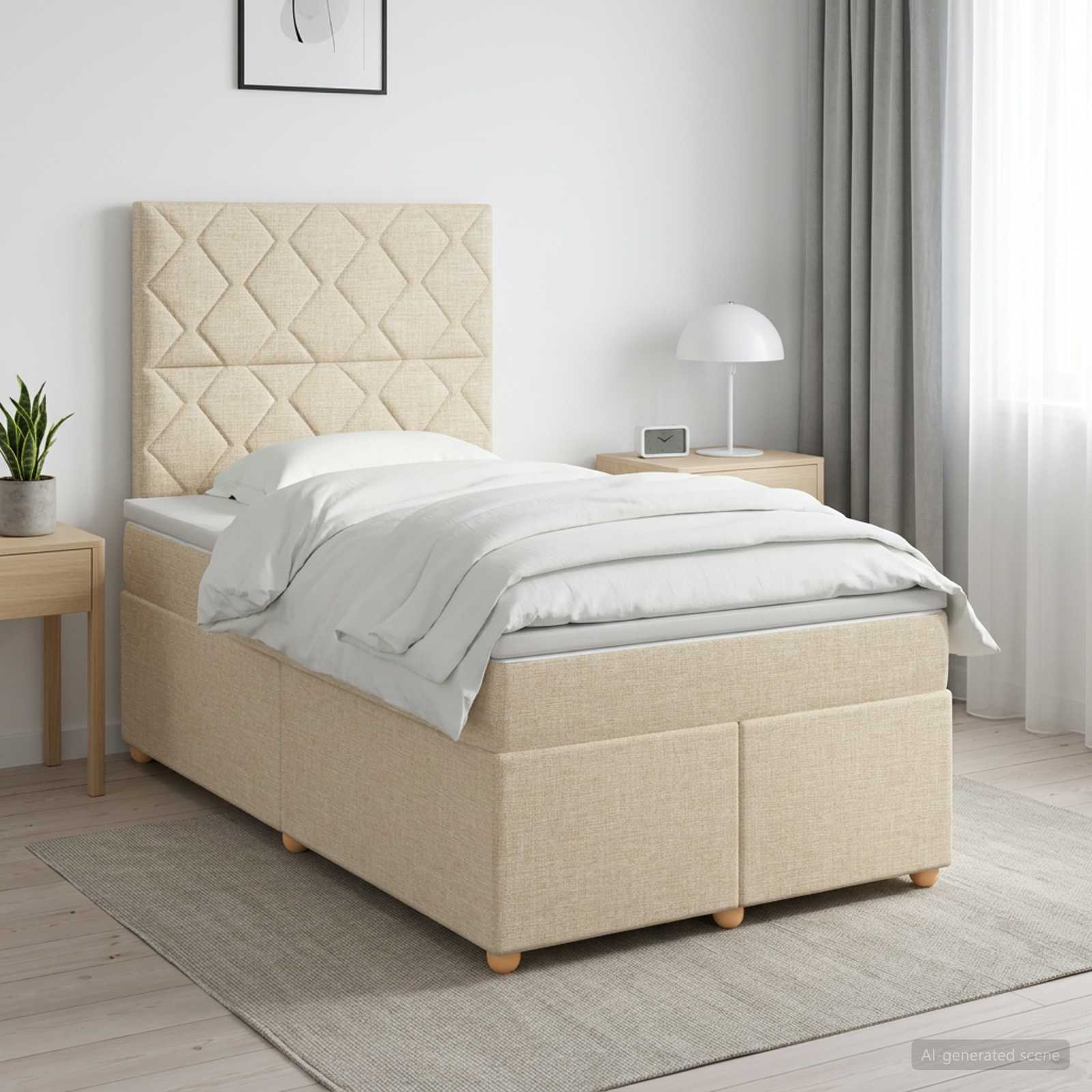 Boxspringbett mit Matratze Creme 120 x 190 cm Stoff