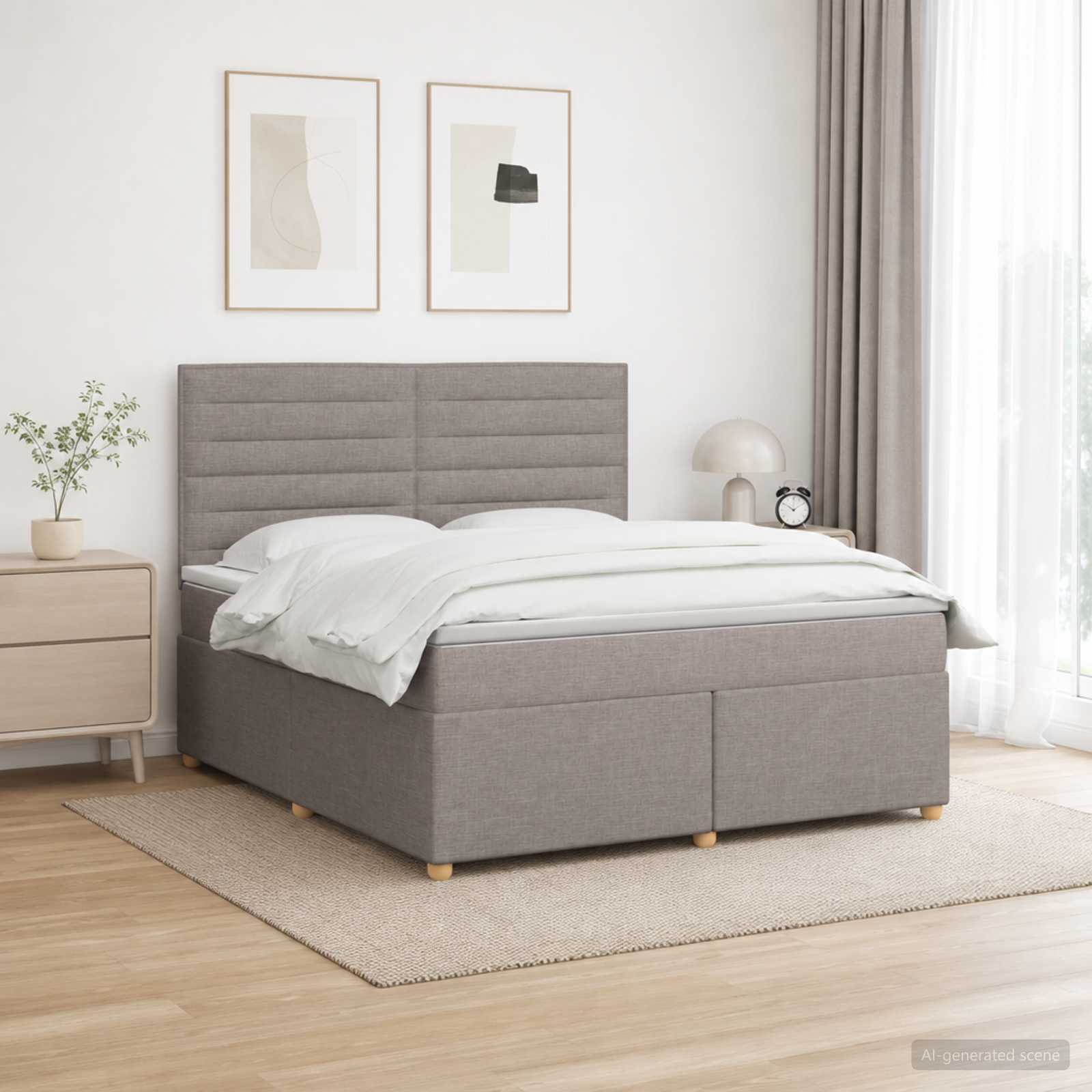 Boxspringbett mit Matratze Taupe 140 x 200 cm Stoff