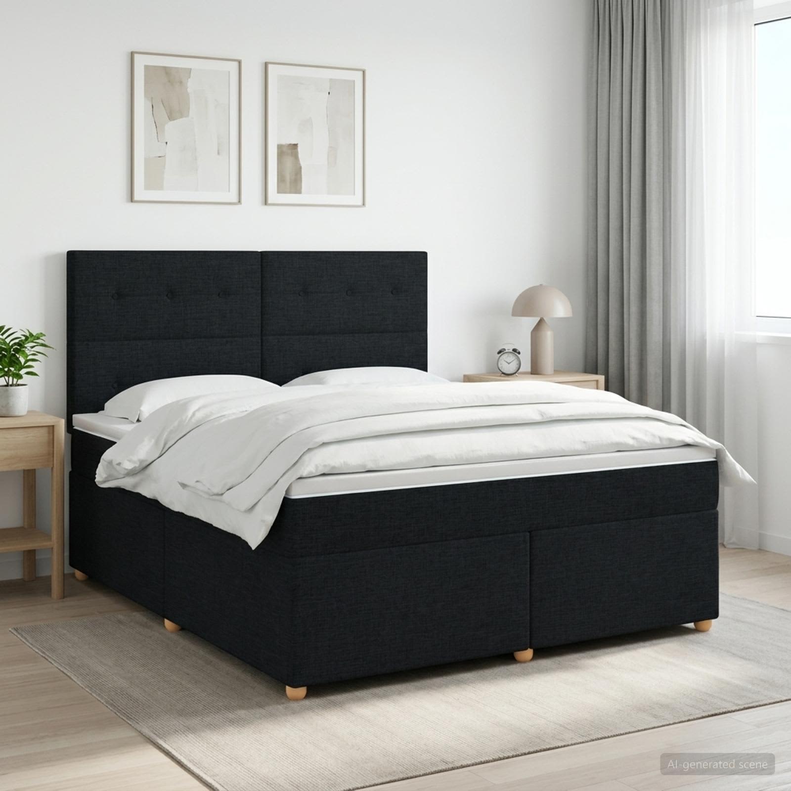 Boxspringbett mit Matratze Schwarz 140 x 200 cm Stoff