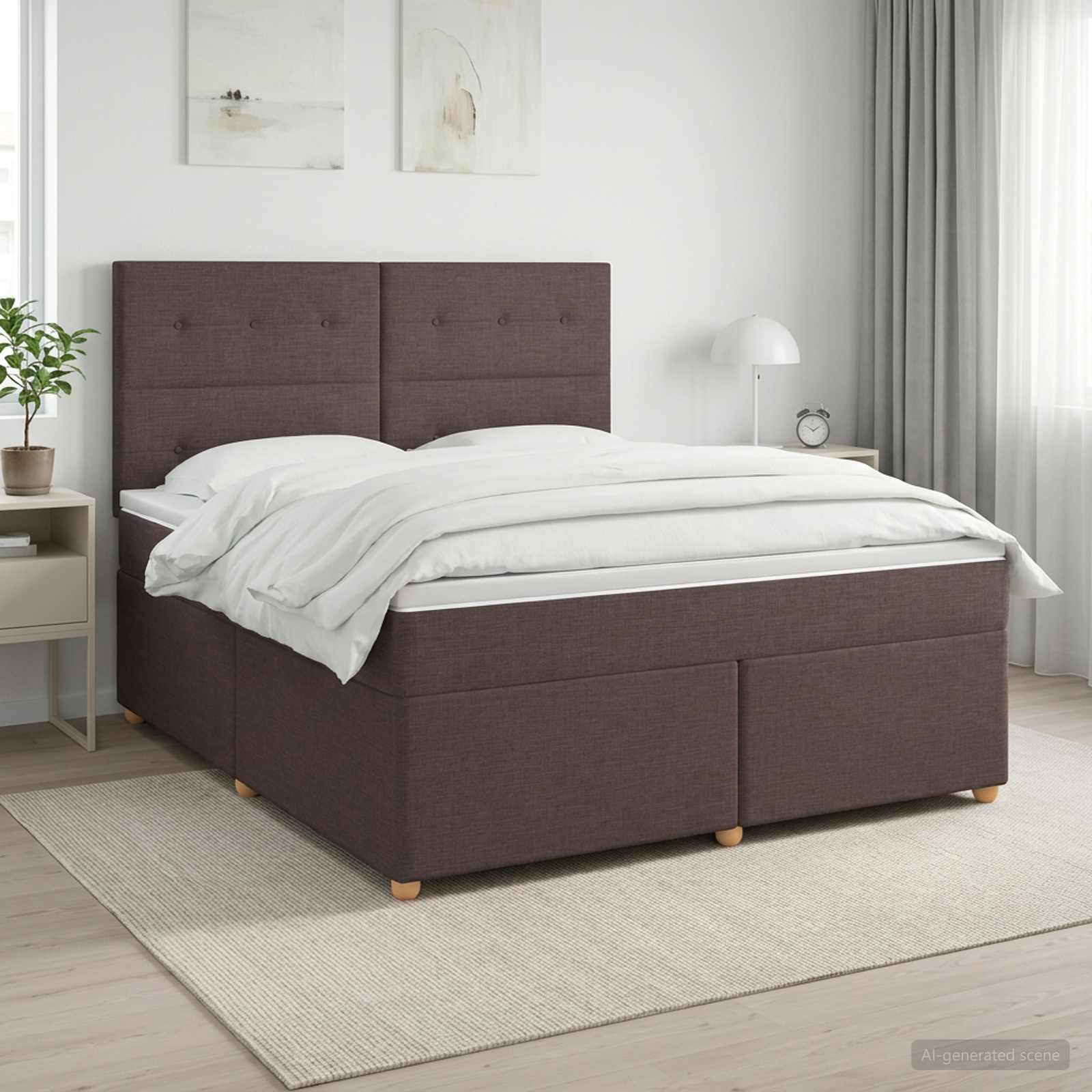 Boxspringbett mit Matratze Dunkelbraun 140 x 190 cm Stoff