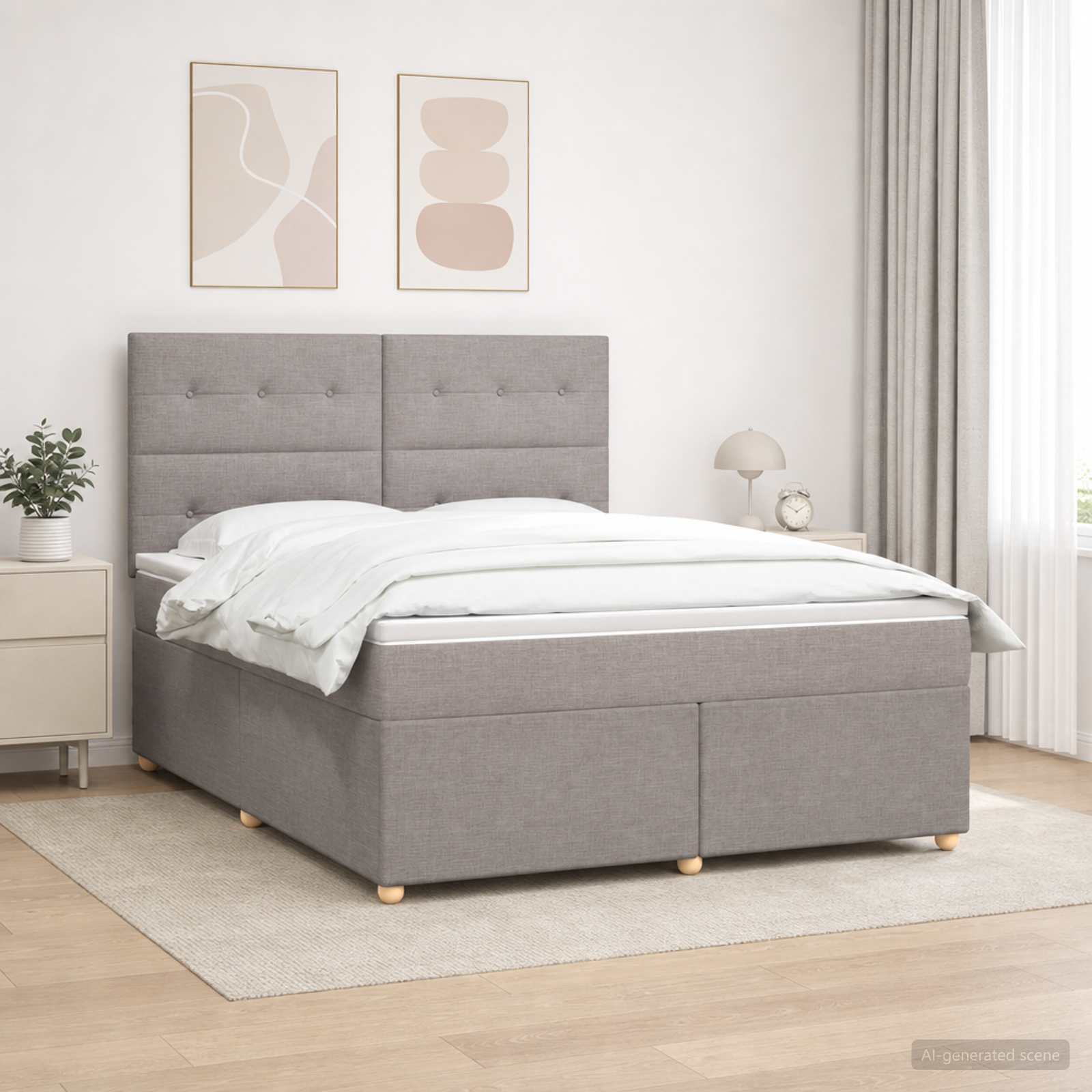 Boxspringbett mit Matratze Taupe 140 x 200 cm Stoff